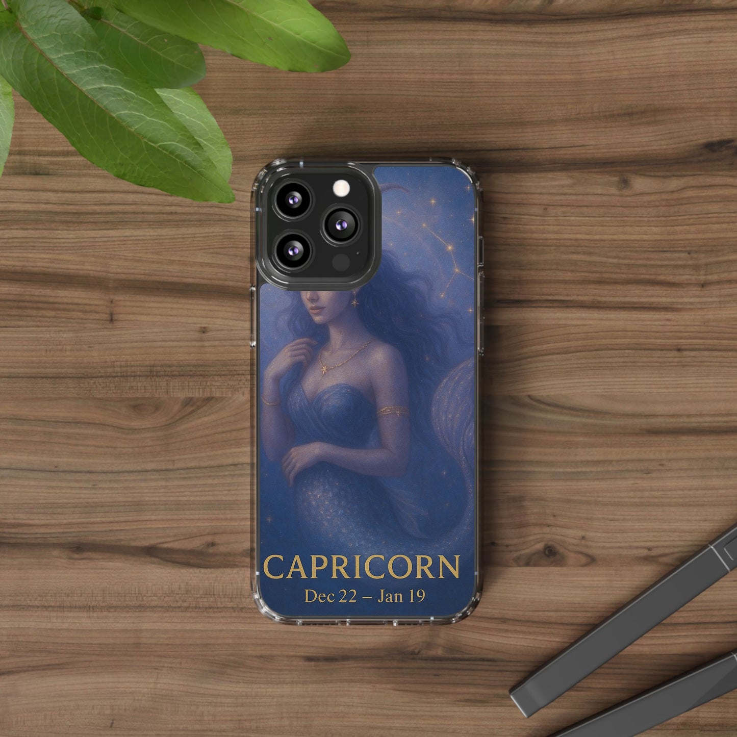 Capricorn Zodiac Clear Phone Case — Dec 22–Jan 19 Astrological Art