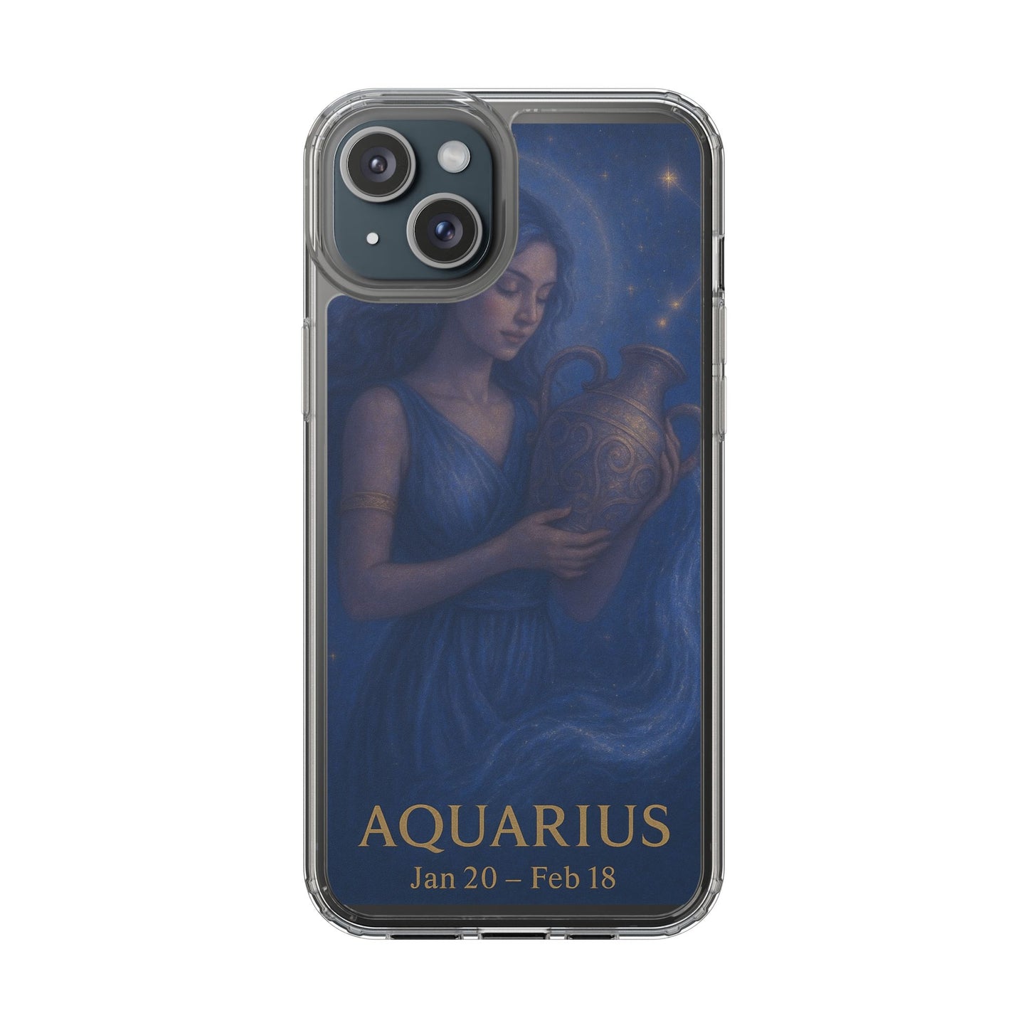 Aquarius Clear Phone Case — Zodiac Jan 20–Feb 18 Astrology Design