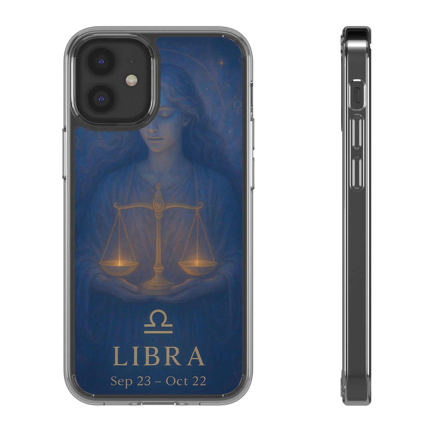 Libra Zodiac Clear Phone Case — Astrological Scales Design (Sep 23–Oct 22)
