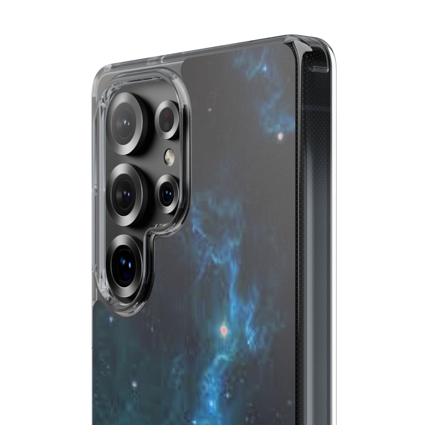 Clear Impact-Resistant Phone Case — Teal Nebula Space Design