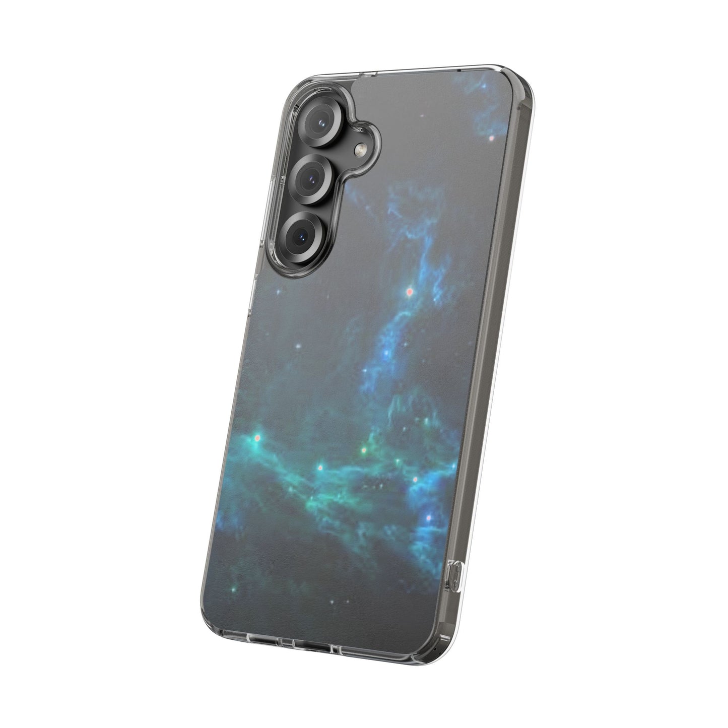 Clear Impact-Resistant Phone Case — Teal Nebula Space Design