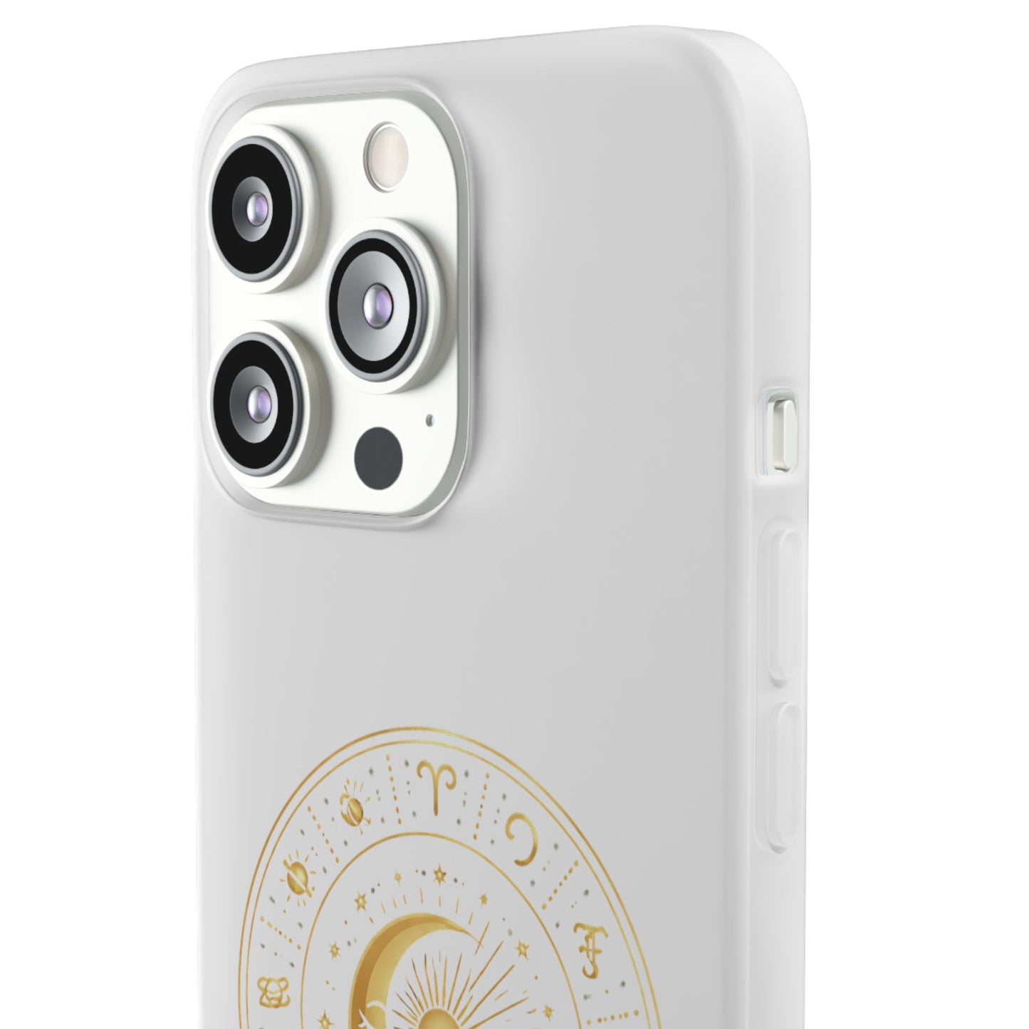 Clear Phone Case with Gold Celestial Moon & Zodiac Wheel – Astrology iPhone Cover