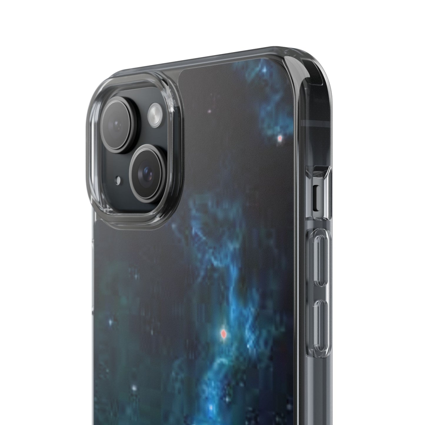 Clear Impact-Resistant Phone Case — Teal Nebula Space Design