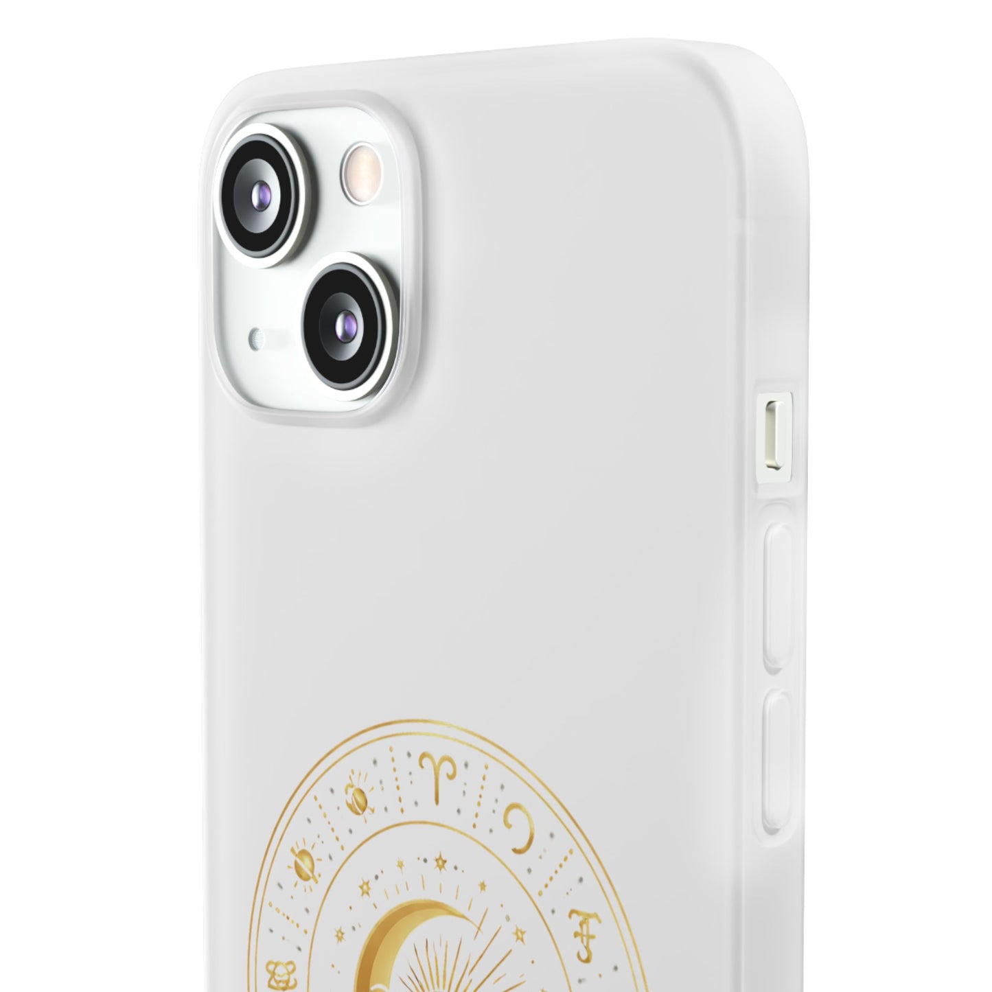 Clear Phone Case with Gold Celestial Moon & Zodiac Wheel – Astrology iPhone Cover