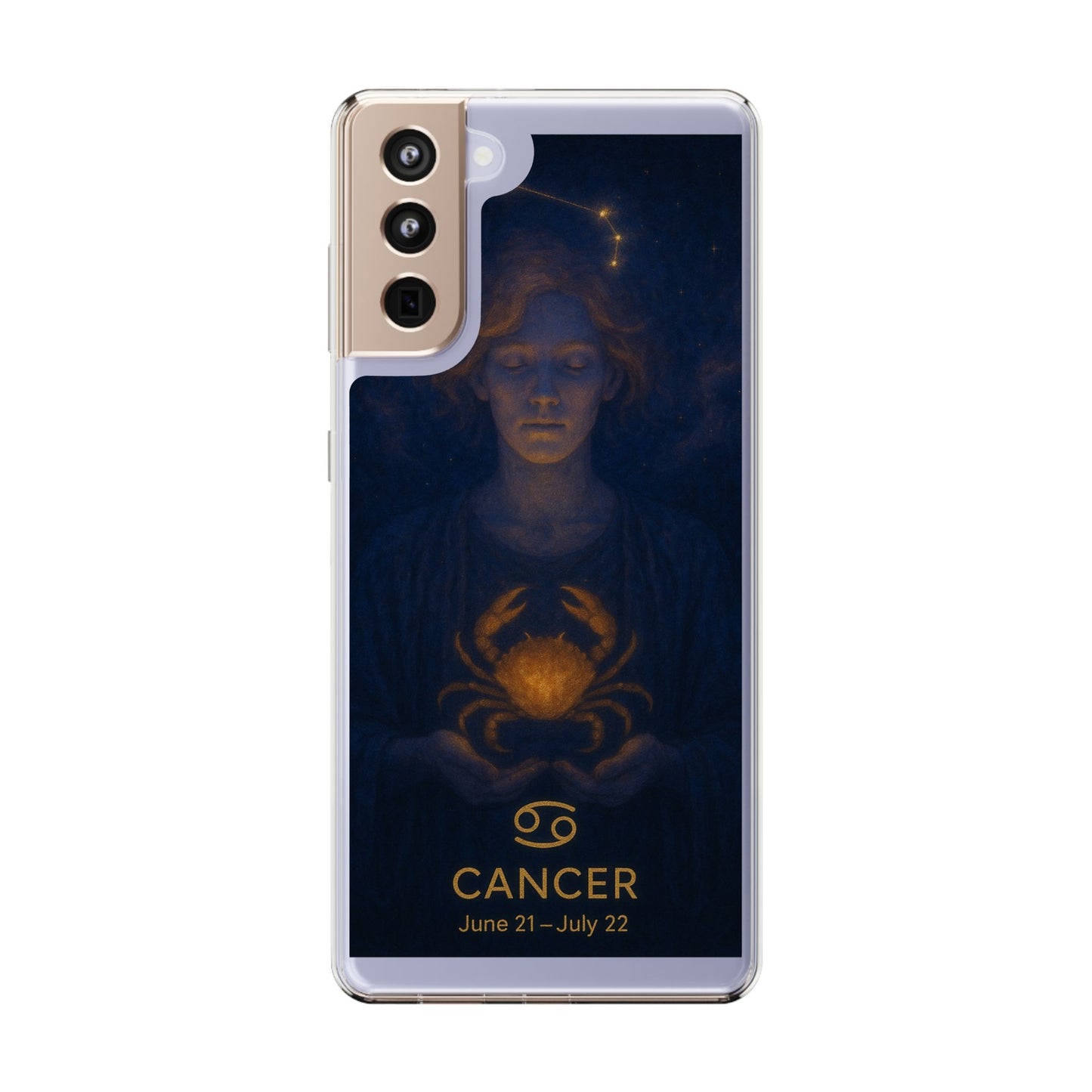 Cancer Zodiac Clear Phone Case — June 21–July 22 Crab Constellation Design