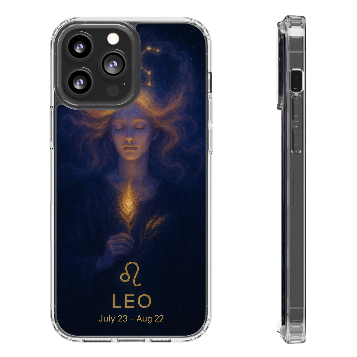 Leo Zodiac Clear Phone Case — Mystical Constellation Design (July 23–Aug 22)