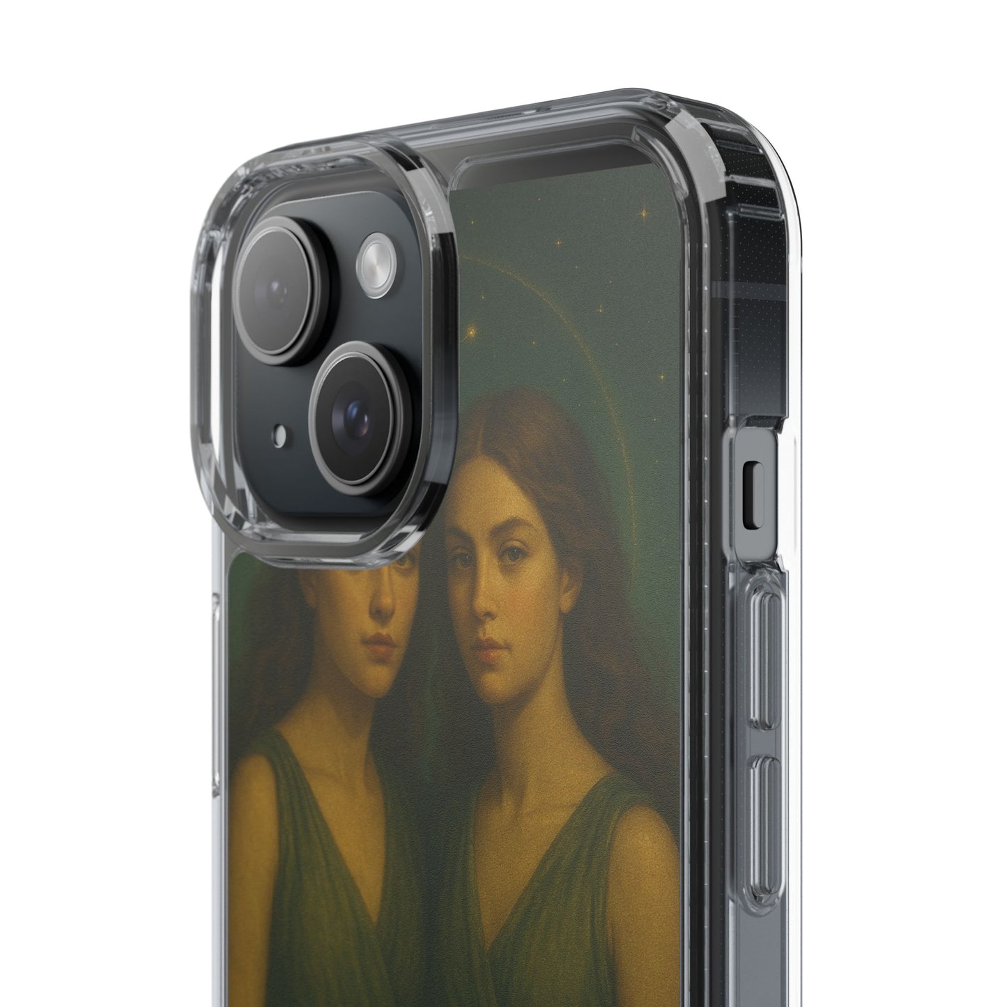 Gemini Zodiac Clear Phone Case — Twin Sisters Astrology Design (May 21–Jun 20)