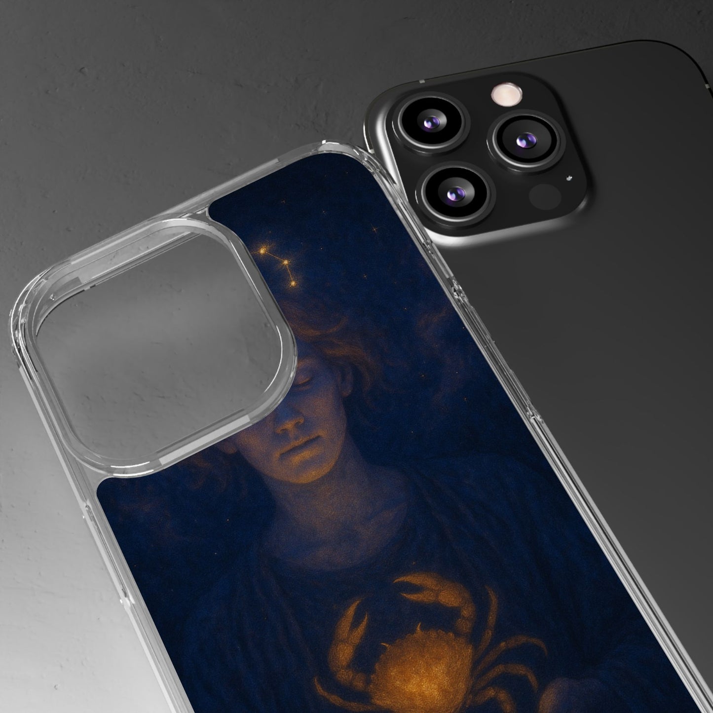 Cancer Zodiac Clear Phone Case — June 21–July 22 Crab Constellation Design