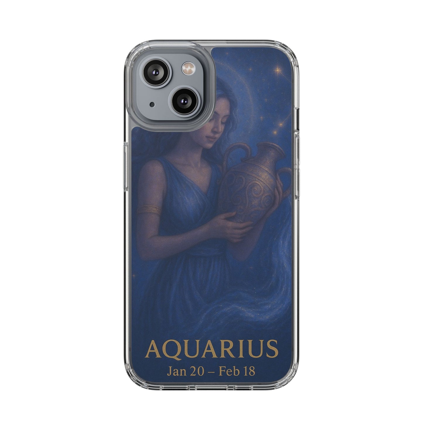 Aquarius Clear Phone Case — Zodiac Jan 20–Feb 18 Astrology Design