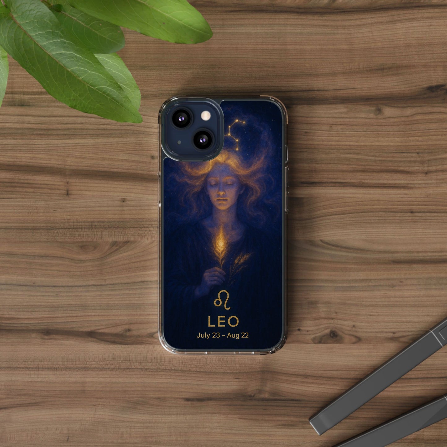 Leo Zodiac Clear Phone Case — Mystical Constellation Design (July 23–Aug 22)