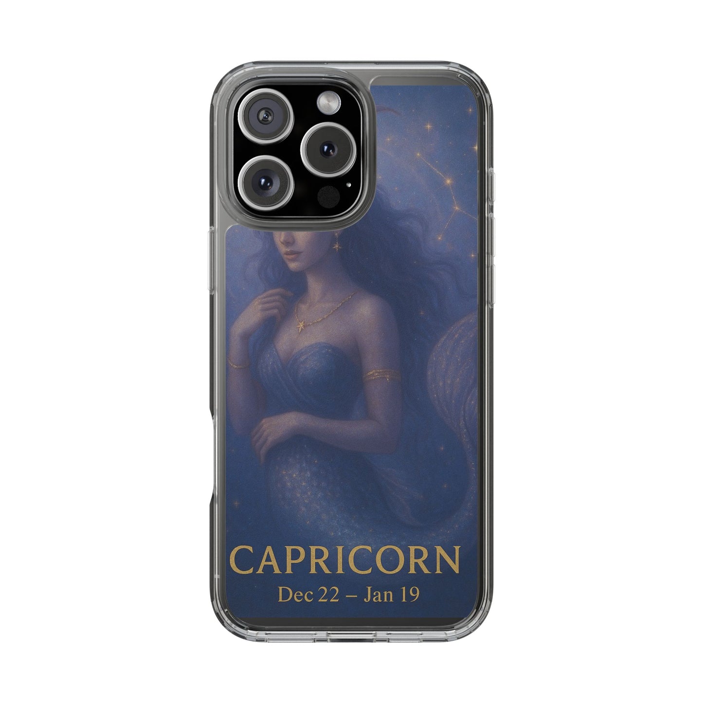 Capricorn Zodiac Clear Phone Case — Dec 22–Jan 19 Astrological Art