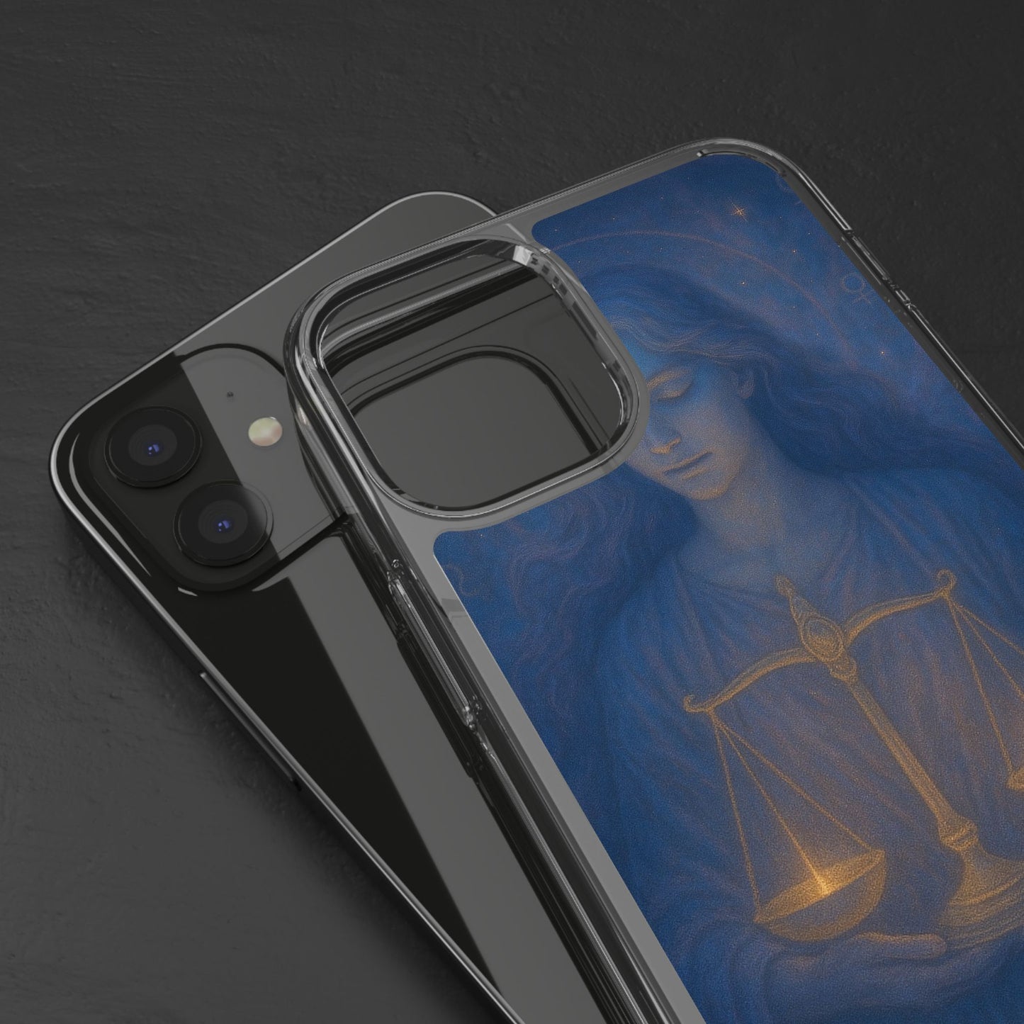 Libra Zodiac Clear Phone Case — Astrological Scales Design (Sep 23–Oct 22)