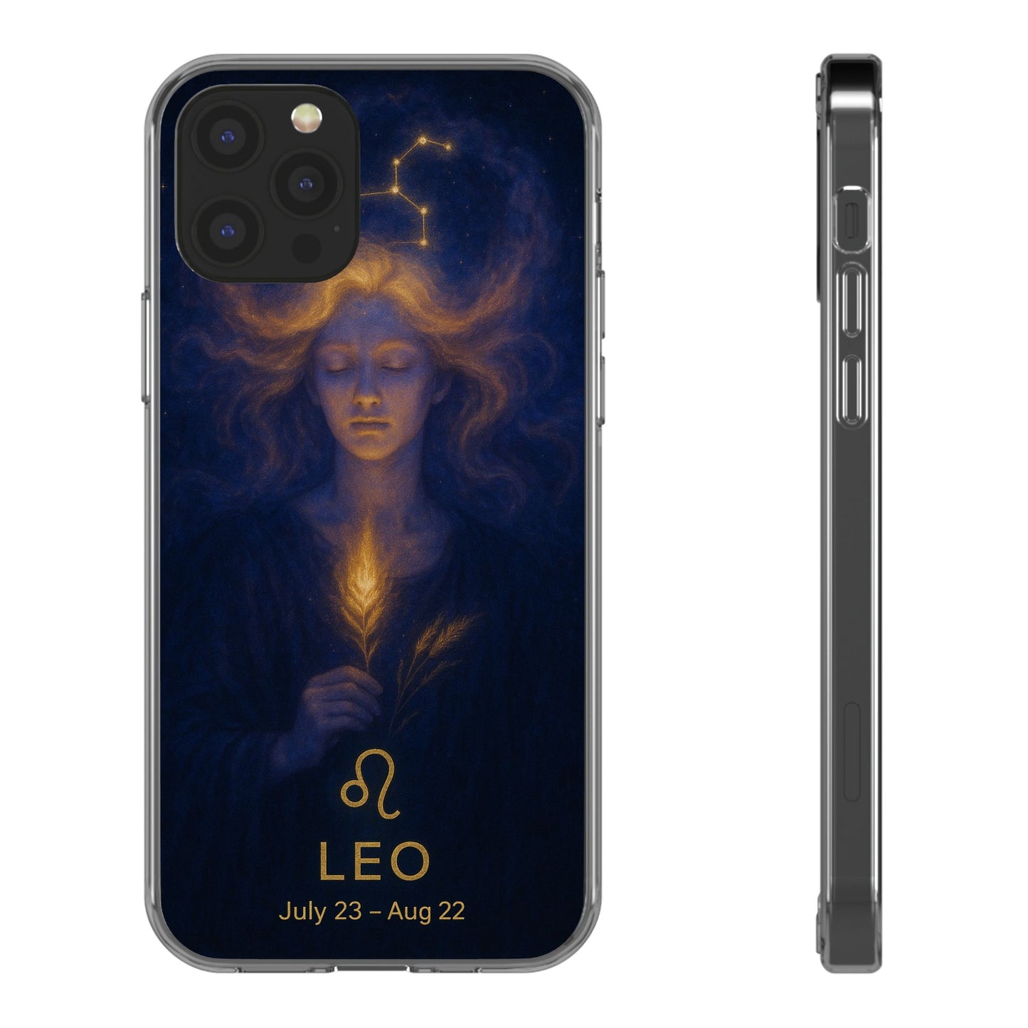 Leo Zodiac Clear Phone Case — Mystical Constellation Design (July 23–Aug 22)