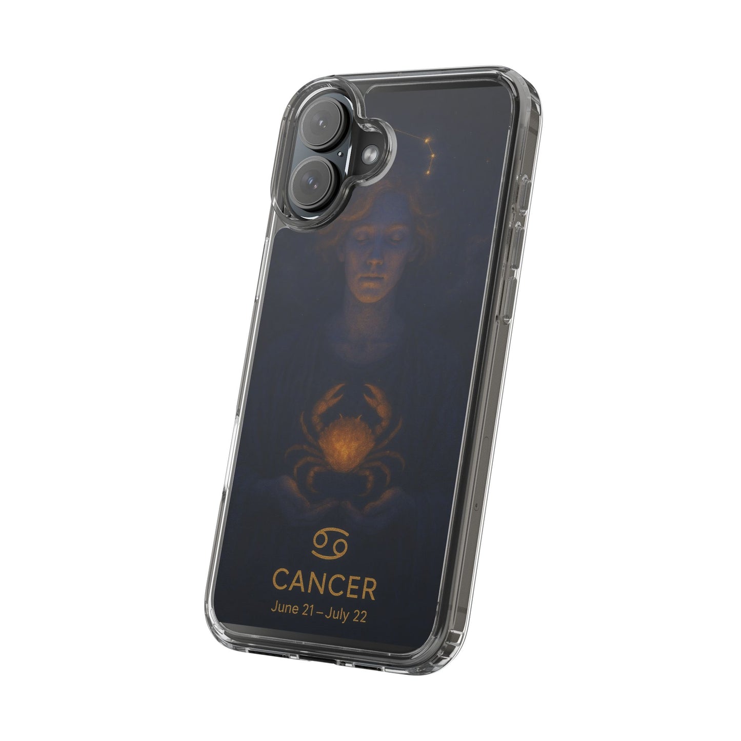Cancer Zodiac Clear Phone Case — June 21–July 22 Crab Constellation Design