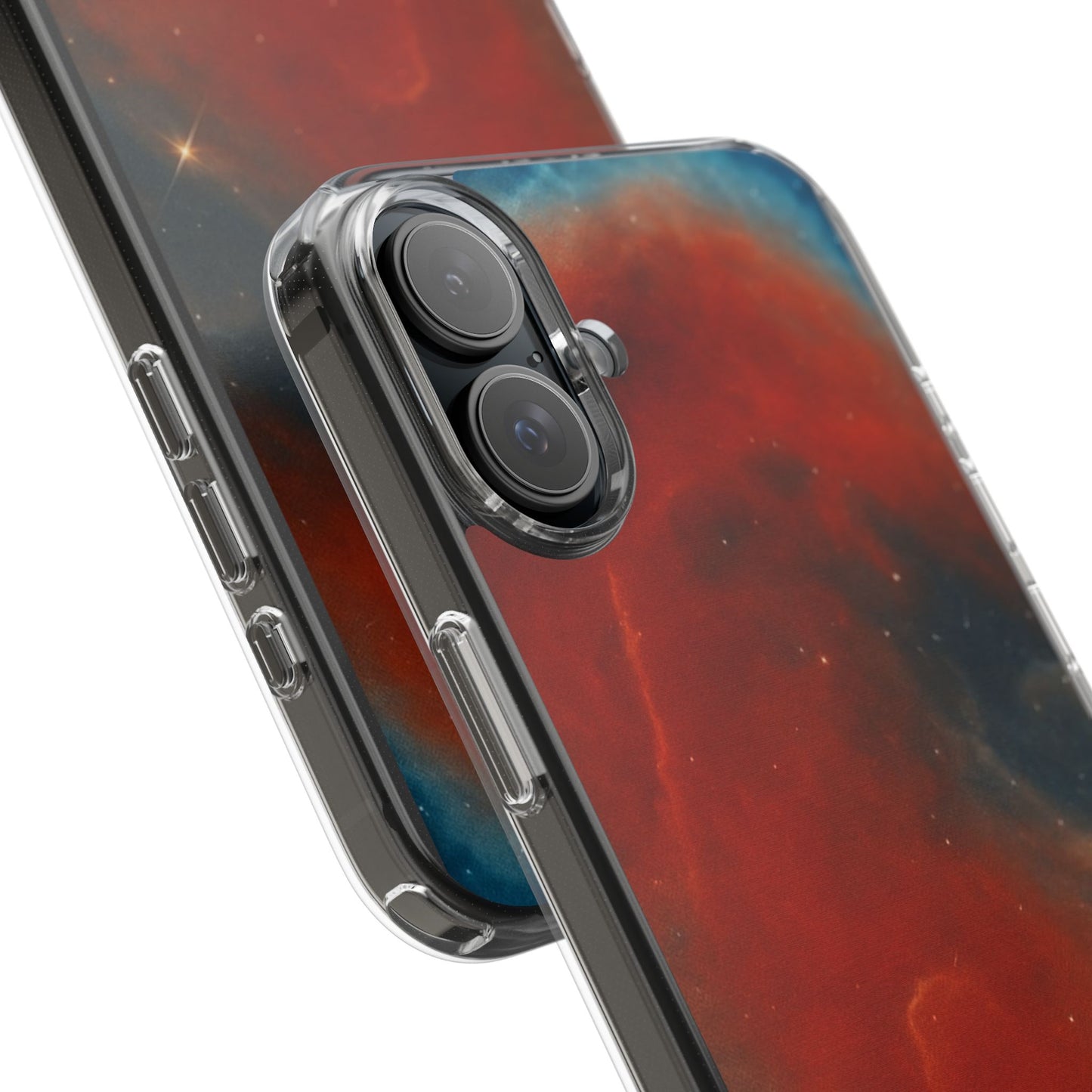 Aries Zodiac Clear Impact-Resistant Phone Case — Red Nebula Constellation Design