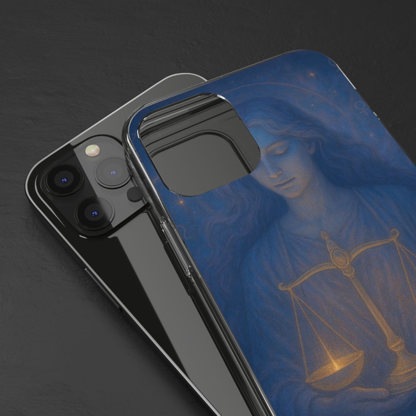 Libra Zodiac Clear Phone Case — Astrological Scales Design (Sep 23–Oct 22)
