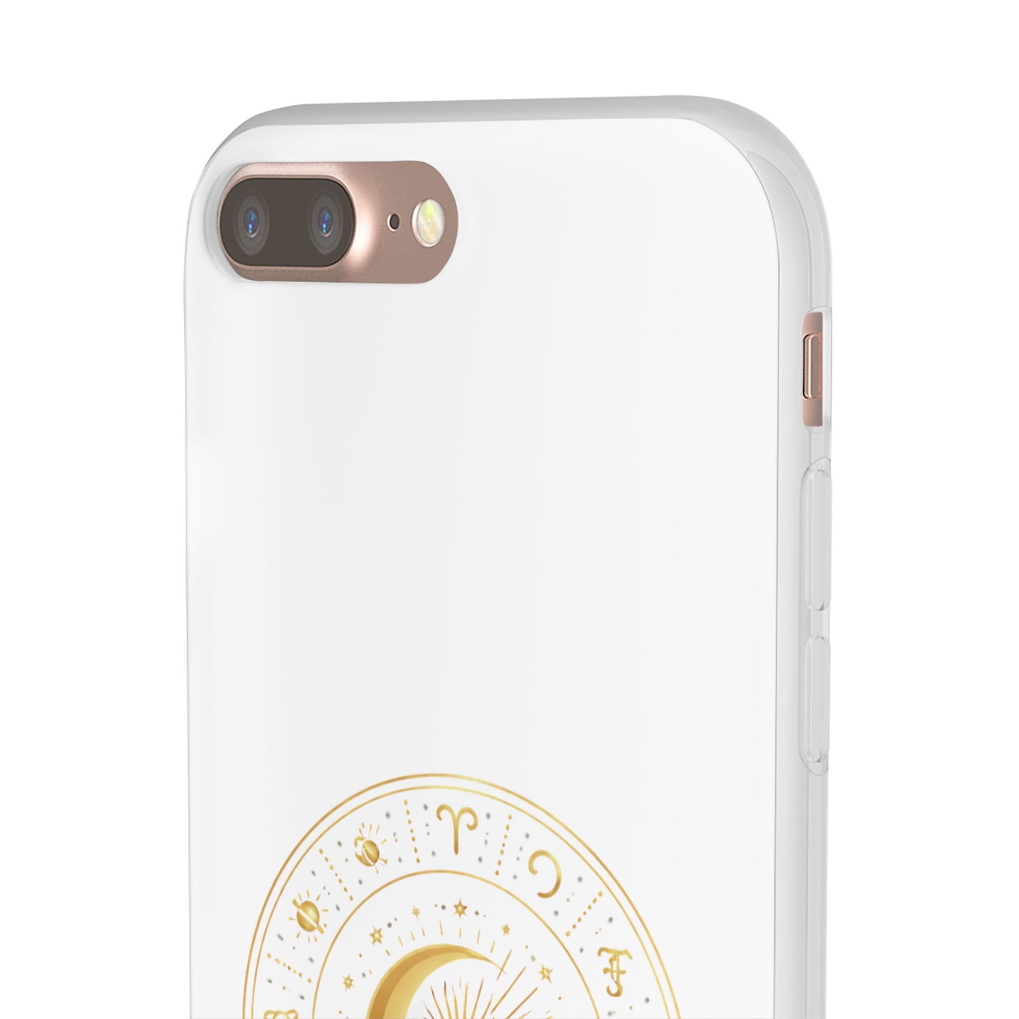 Clear Phone Case with Gold Celestial Moon & Zodiac Wheel – Astrology iPhone Cover