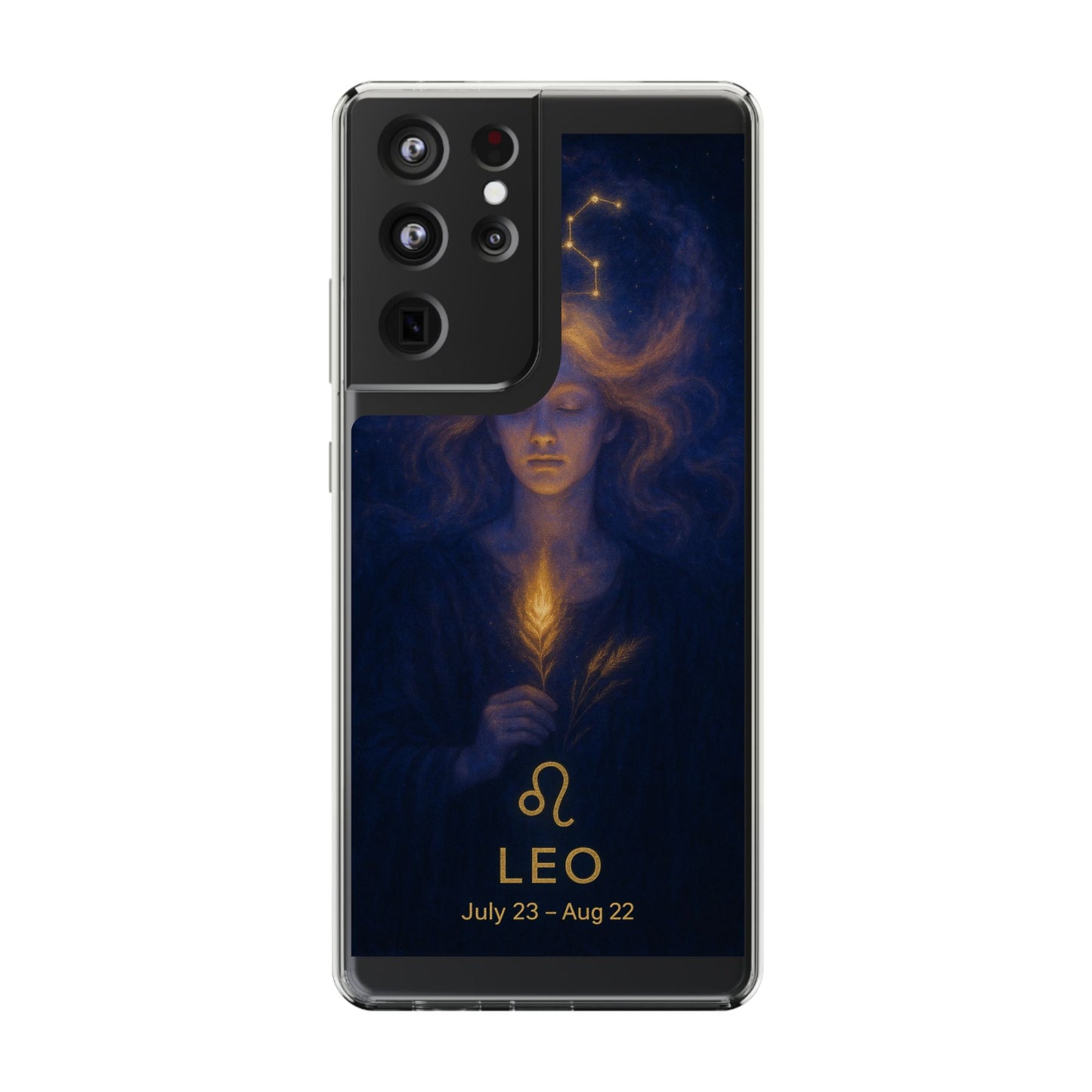 Leo Zodiac Clear Phone Case — Mystical Constellation Design (July 23–Aug 22)