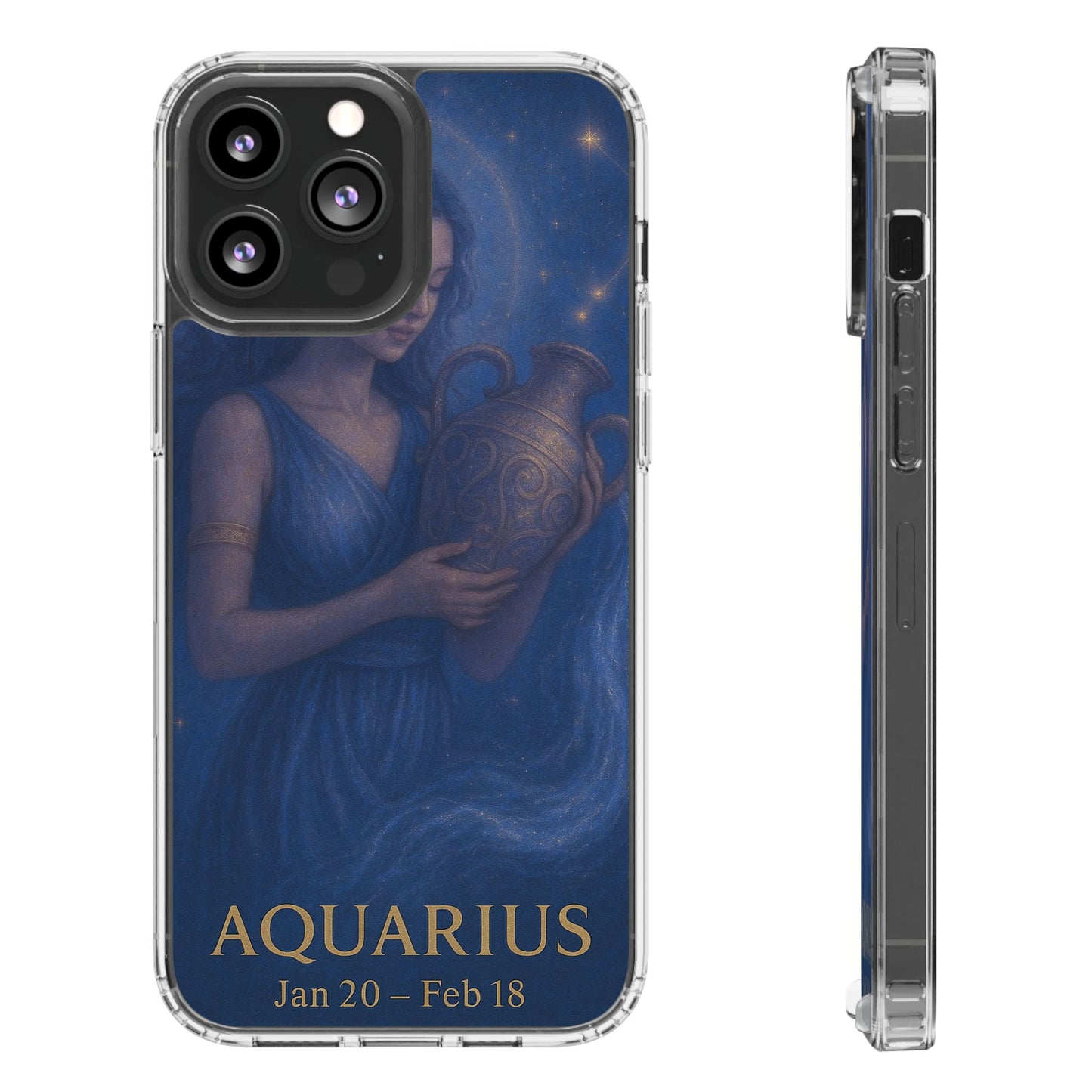 Aquarius Clear Phone Case — Zodiac Jan 20–Feb 18 Astrology Design