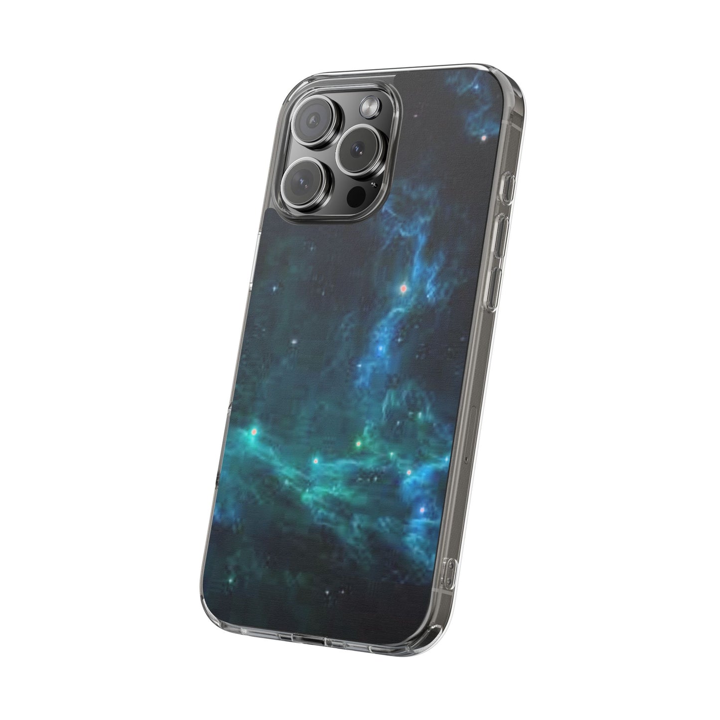 Clear Impact-Resistant Phone Case — Teal Nebula Space Design