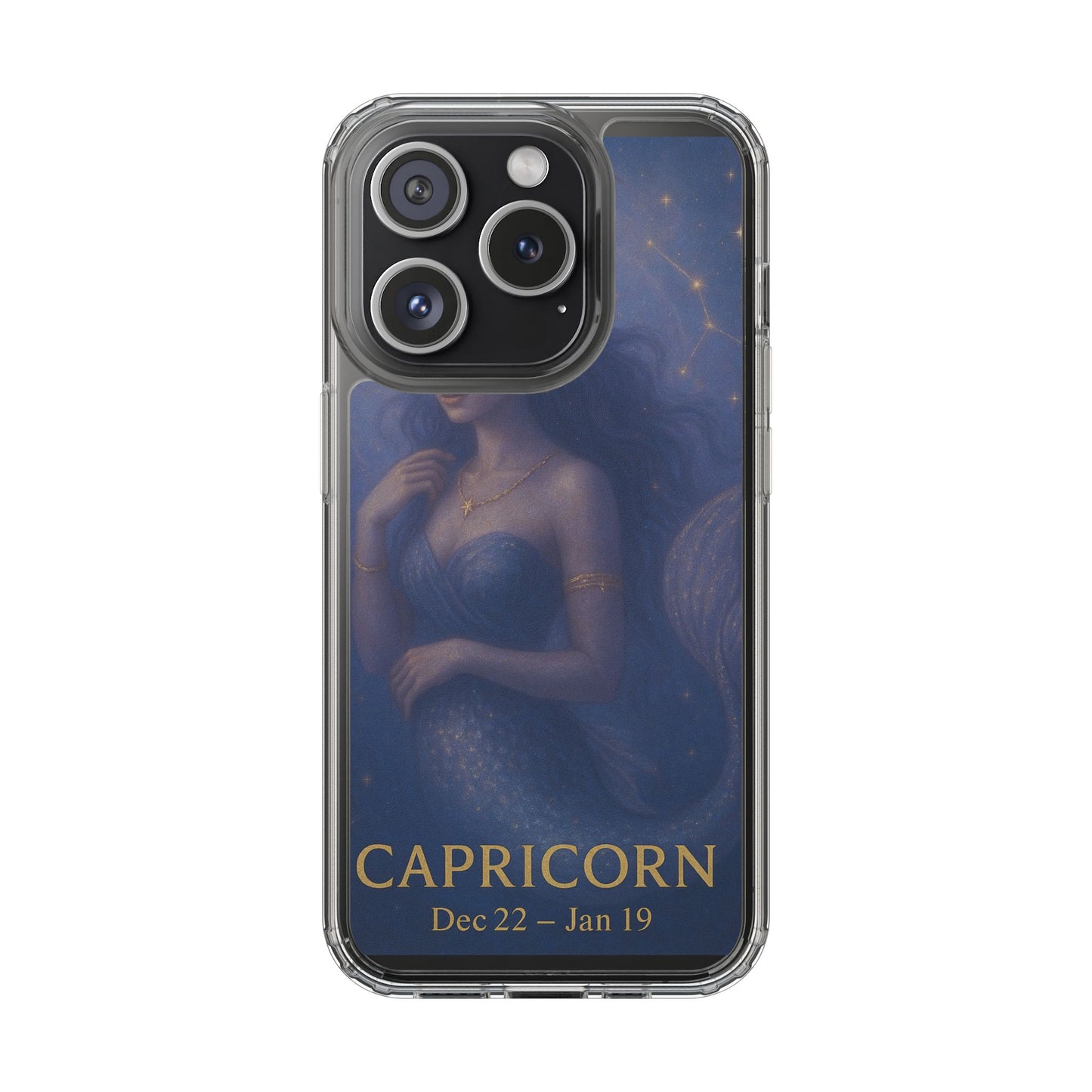 Capricorn Zodiac Clear Phone Case — Dec 22–Jan 19 Astrological Art