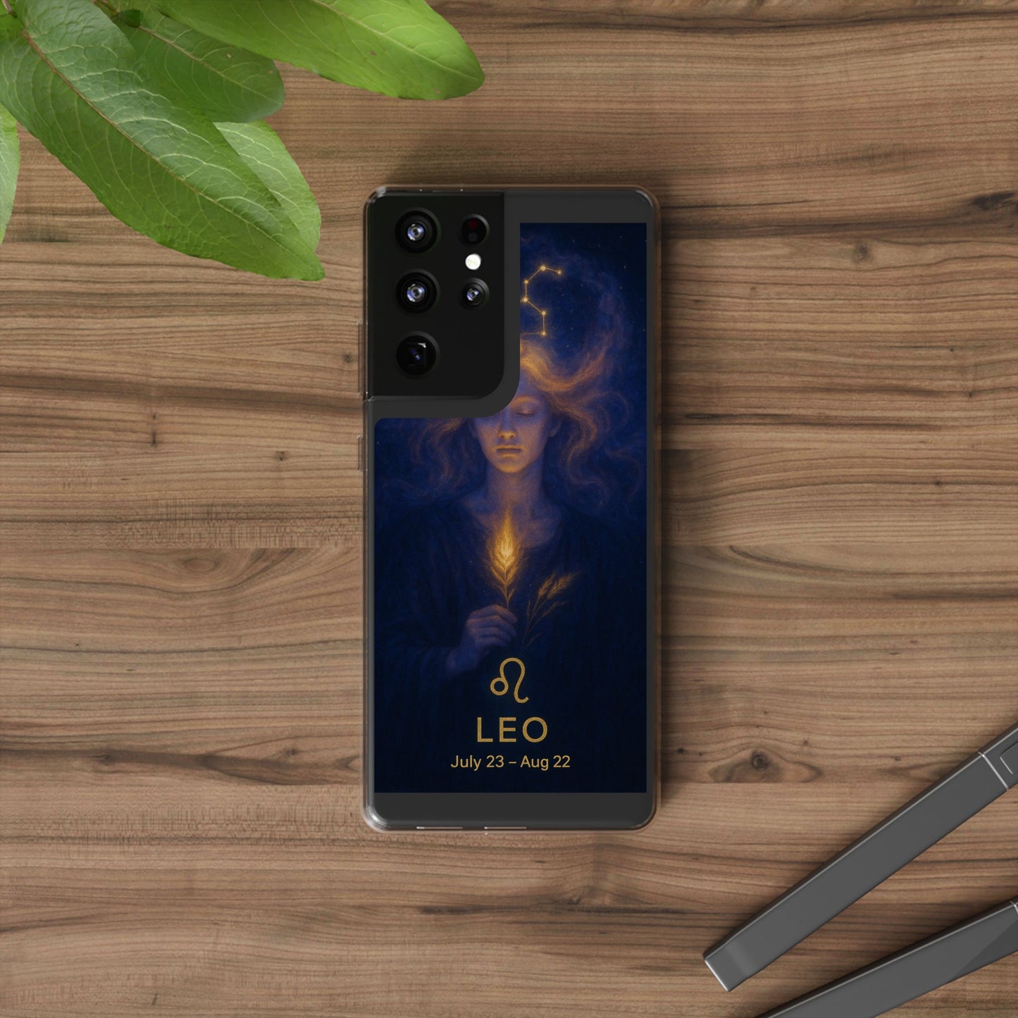 Leo Zodiac Clear Phone Case — Mystical Constellation Design (July 23–Aug 22)
