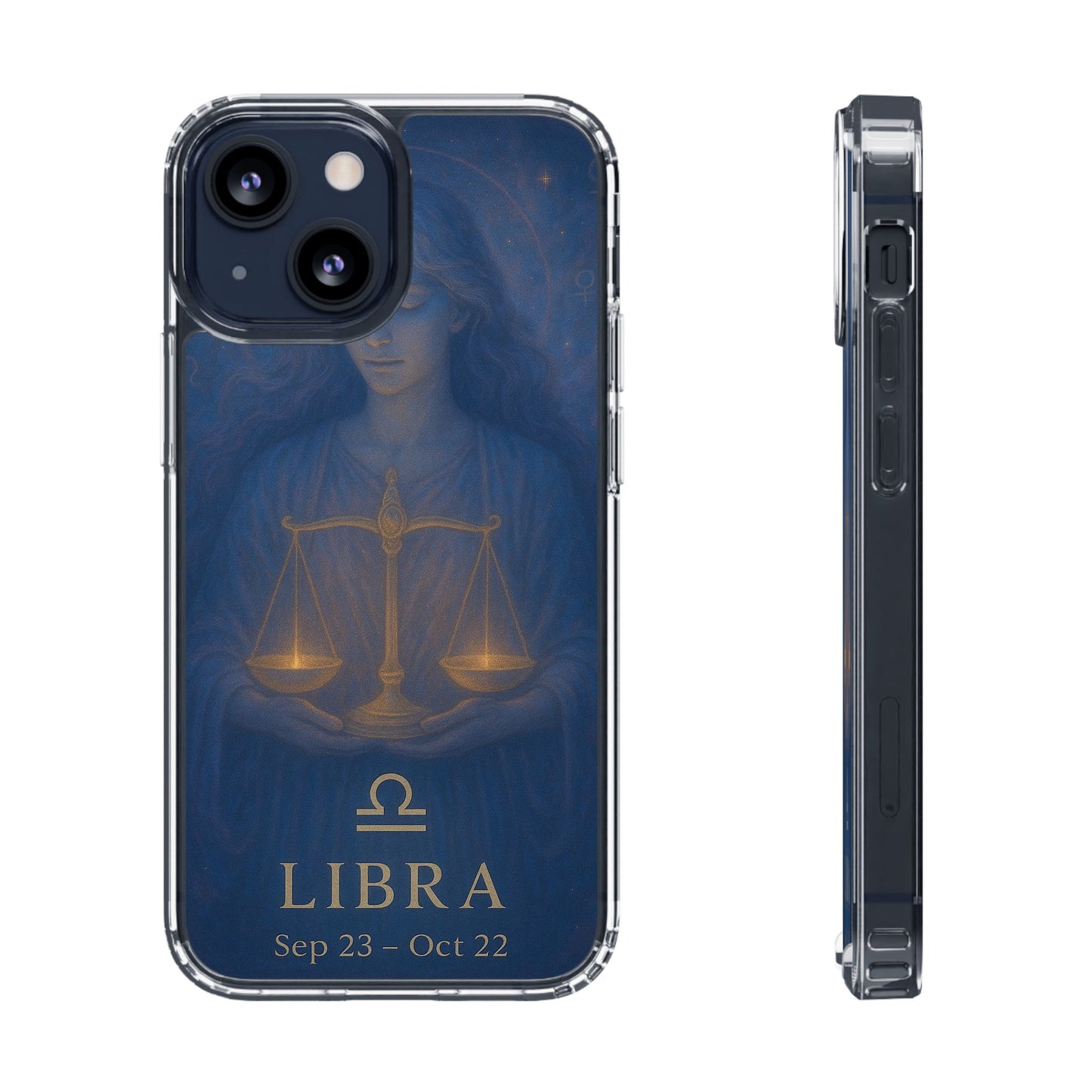 Libra Zodiac Clear Phone Case — Astrological Scales Design (Sep 23–Oct 22)