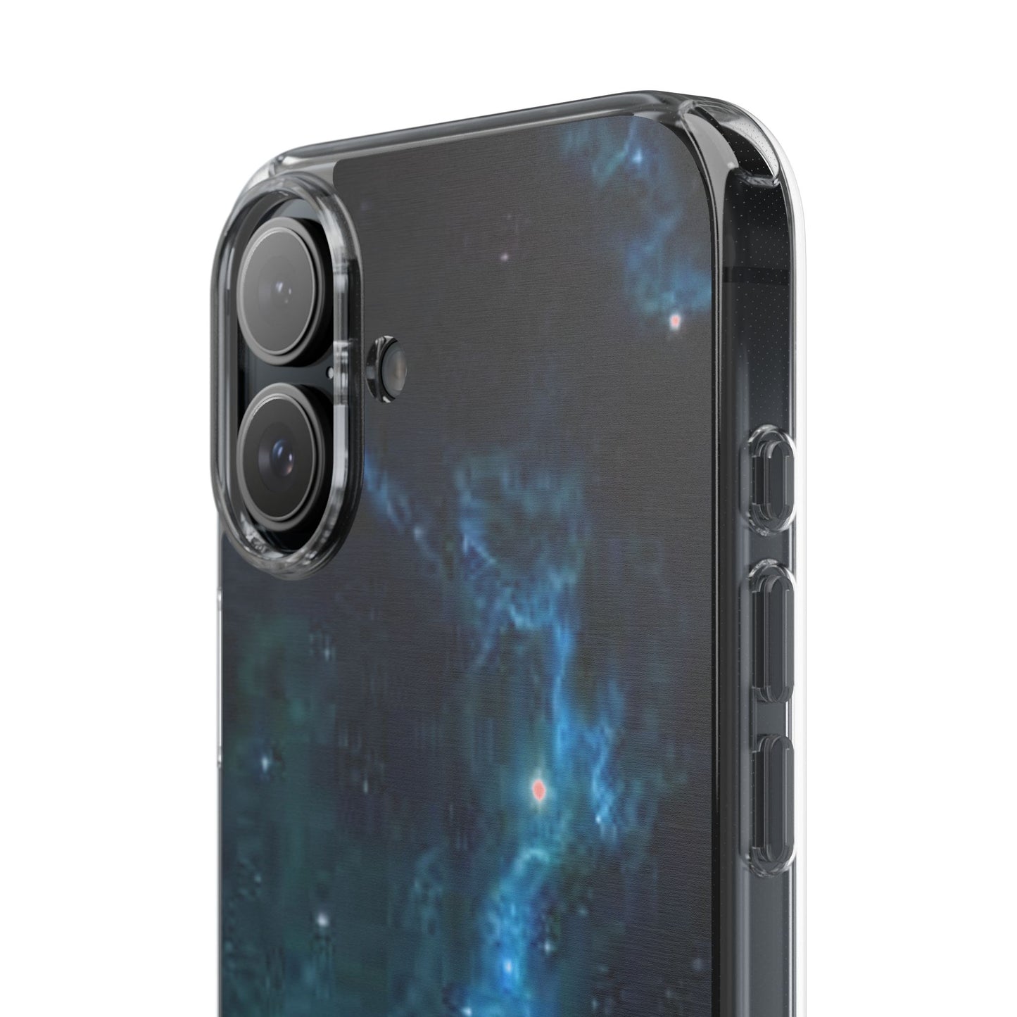Clear Impact-Resistant Phone Case — Teal Nebula Space Design