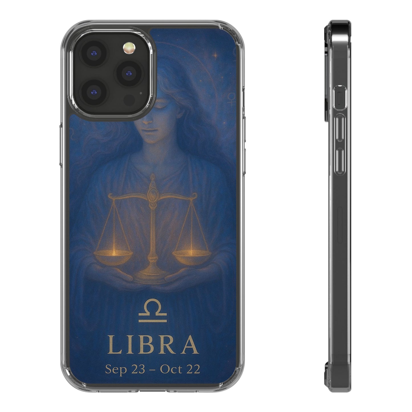 Libra Zodiac Clear Phone Case — Astrological Scales Design (Sep 23–Oct 22)