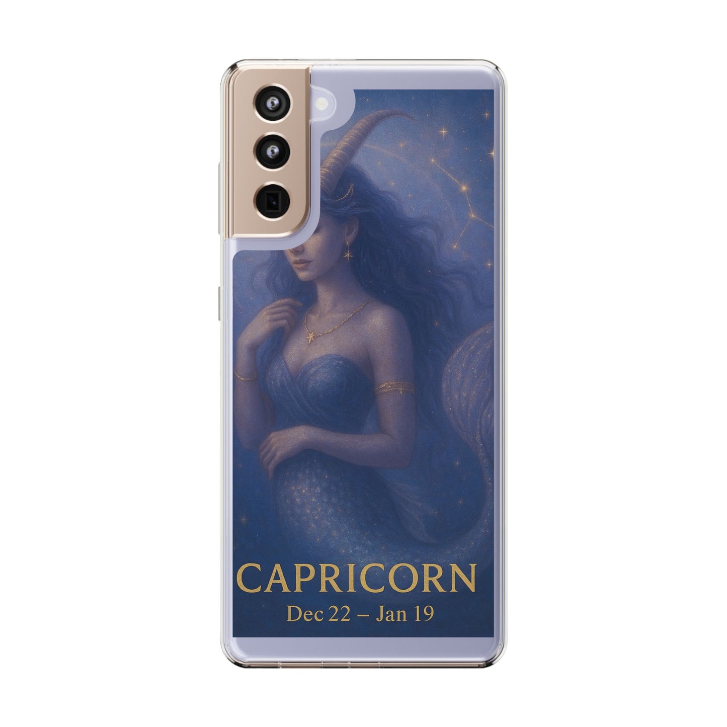 Capricorn Zodiac Clear Phone Case — Dec 22–Jan 19 Astrological Art