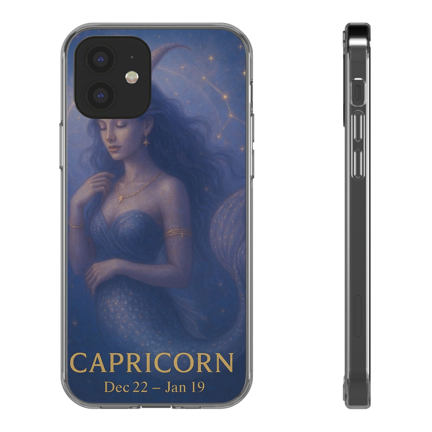 Capricorn Zodiac Clear Phone Case — Dec 22–Jan 19 Astrological Art