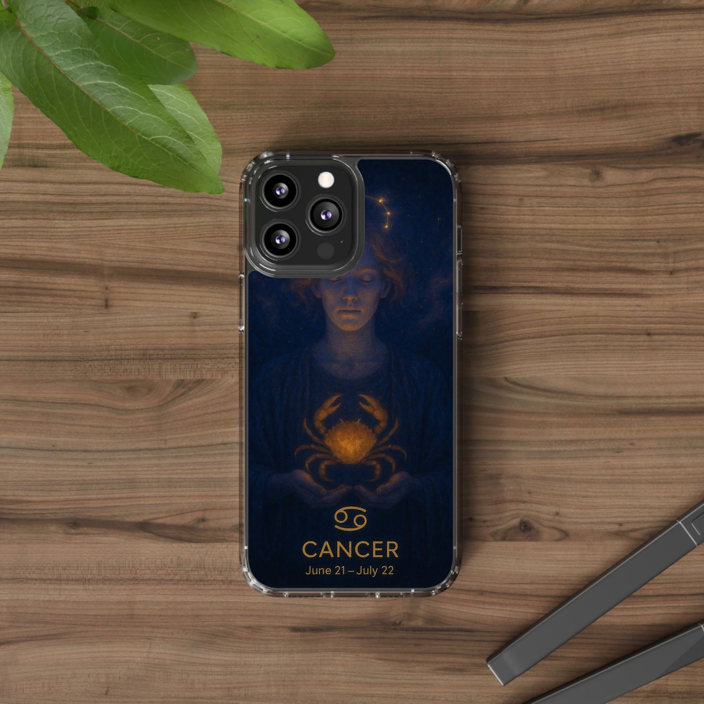 Cancer Zodiac Clear Phone Case — June 21–July 22 Crab Constellation Design