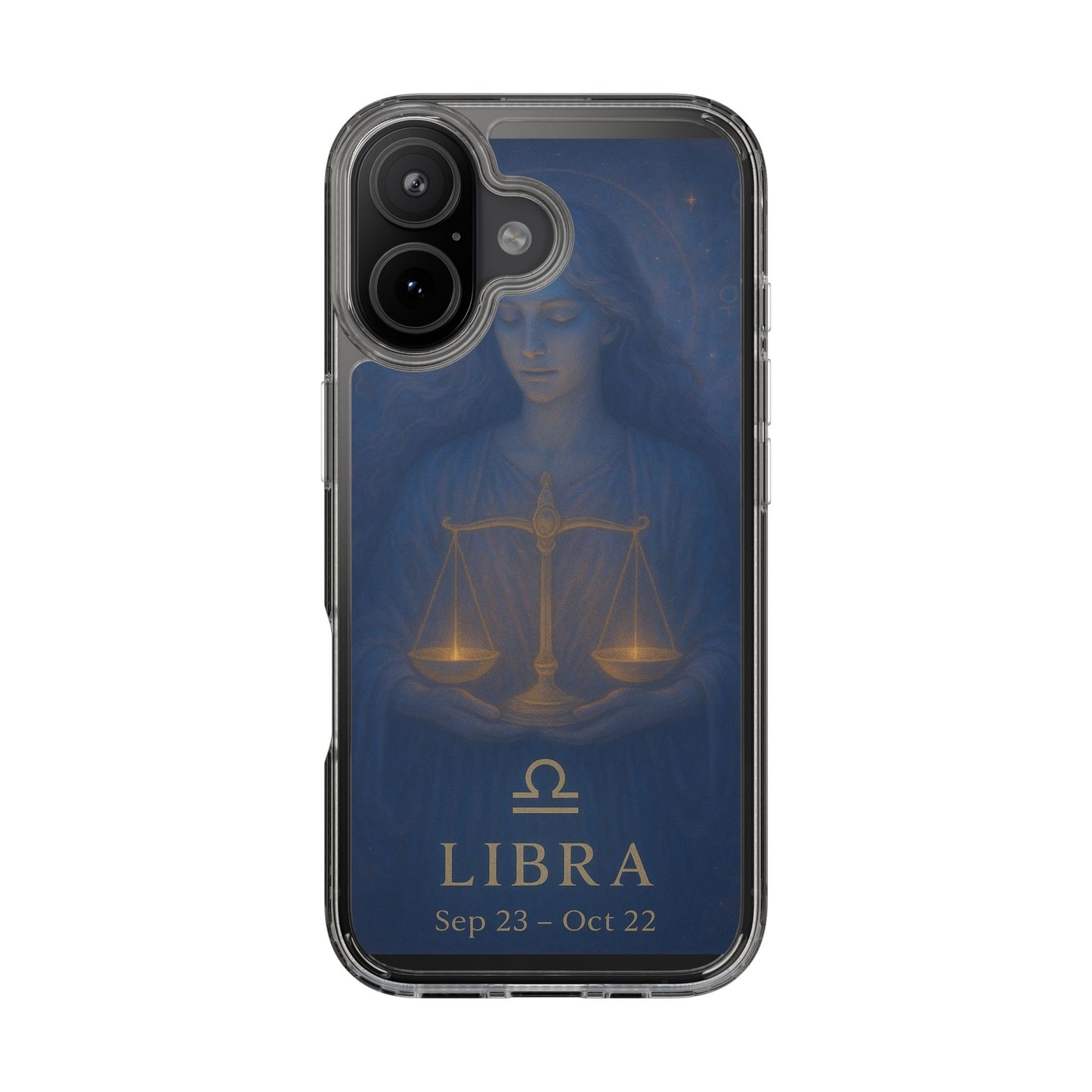 Libra Zodiac Clear Phone Case — Astrological Scales Design (Sep 23–Oct 22)