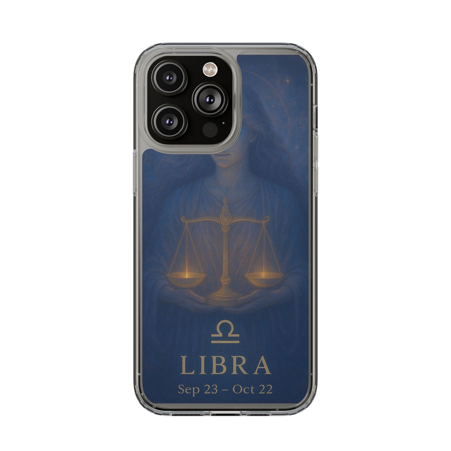 Libra Zodiac Clear Phone Case — Astrological Scales Design (Sep 23–Oct 22)
