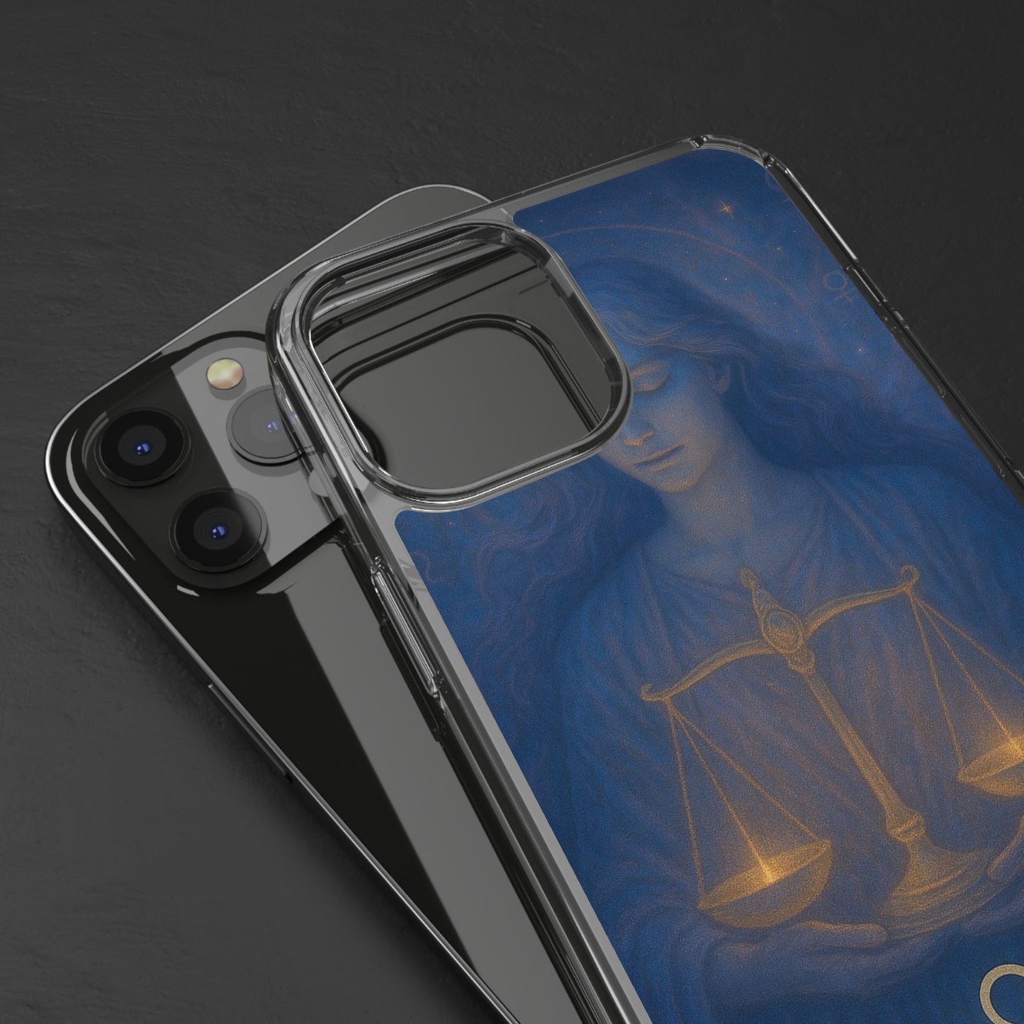 Libra Zodiac Clear Phone Case — Astrological Scales Design (Sep 23–Oct 22)