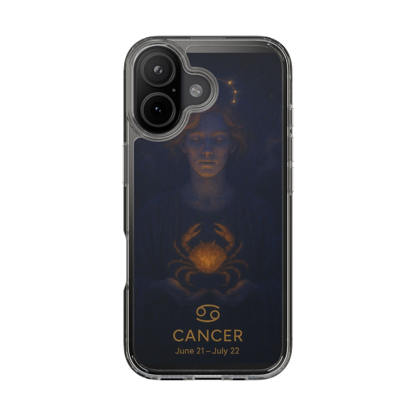 Cancer Zodiac Clear Phone Case — June 21–July 22 Crab Constellation Design