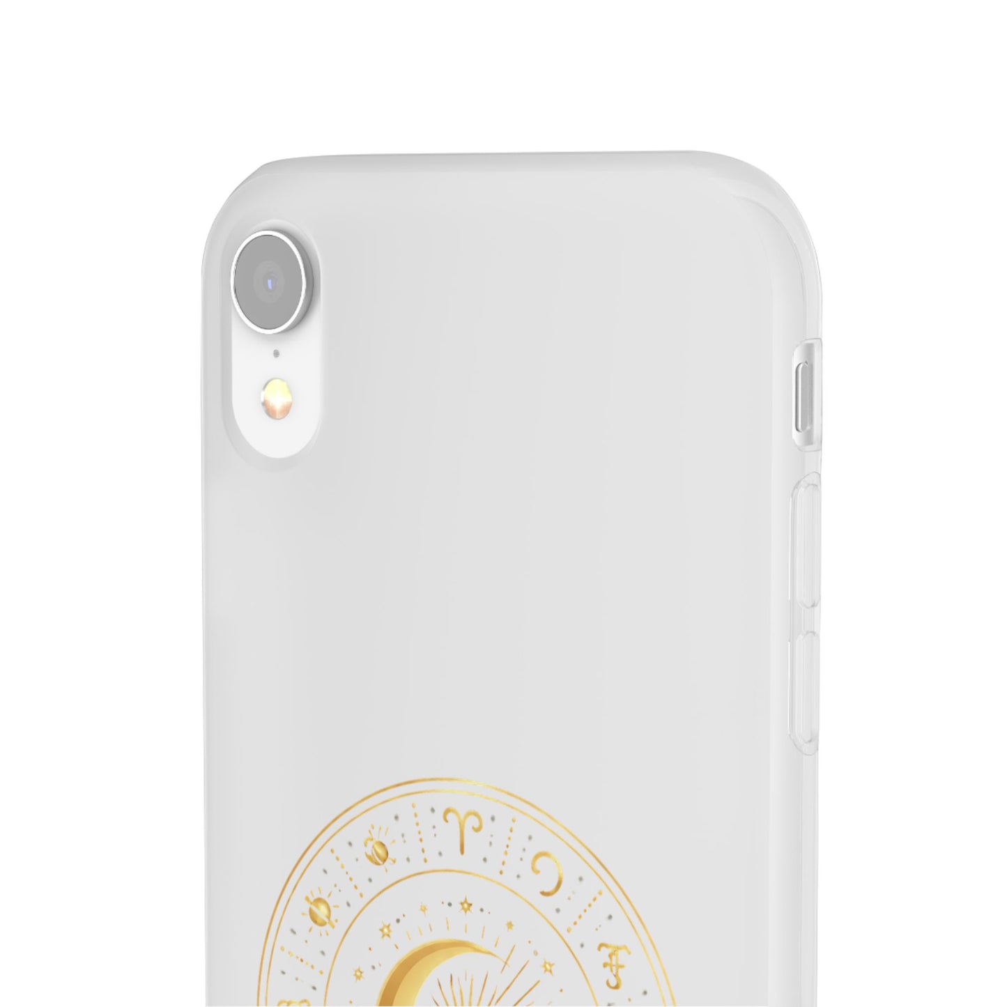 Clear Phone Case with Gold Celestial Moon & Zodiac Wheel – Astrology iPhone Cover