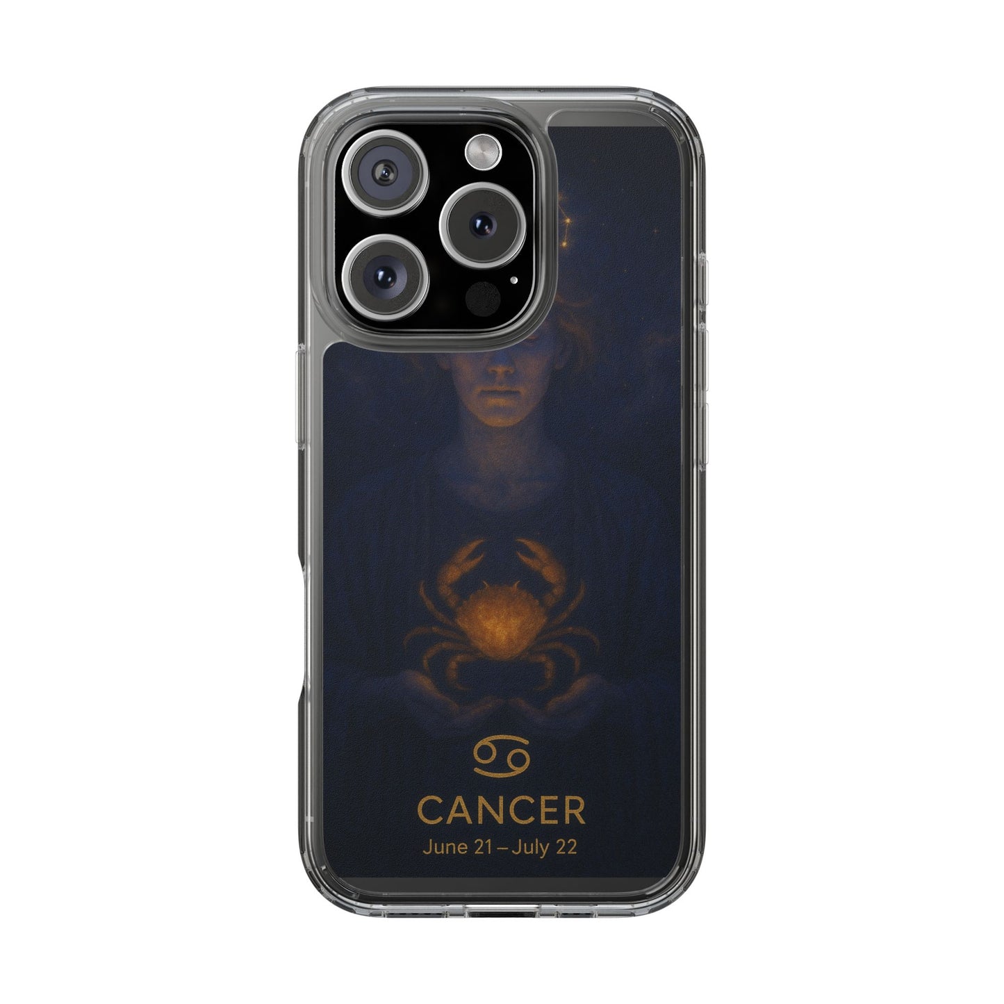 Cancer Zodiac Clear Phone Case — June 21–July 22 Crab Constellation Design