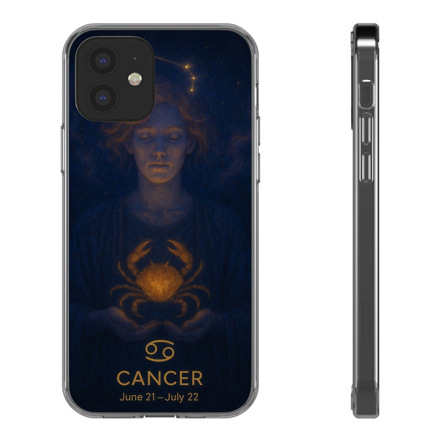 Cancer Zodiac Clear Phone Case — June 21–July 22 Crab Constellation Design