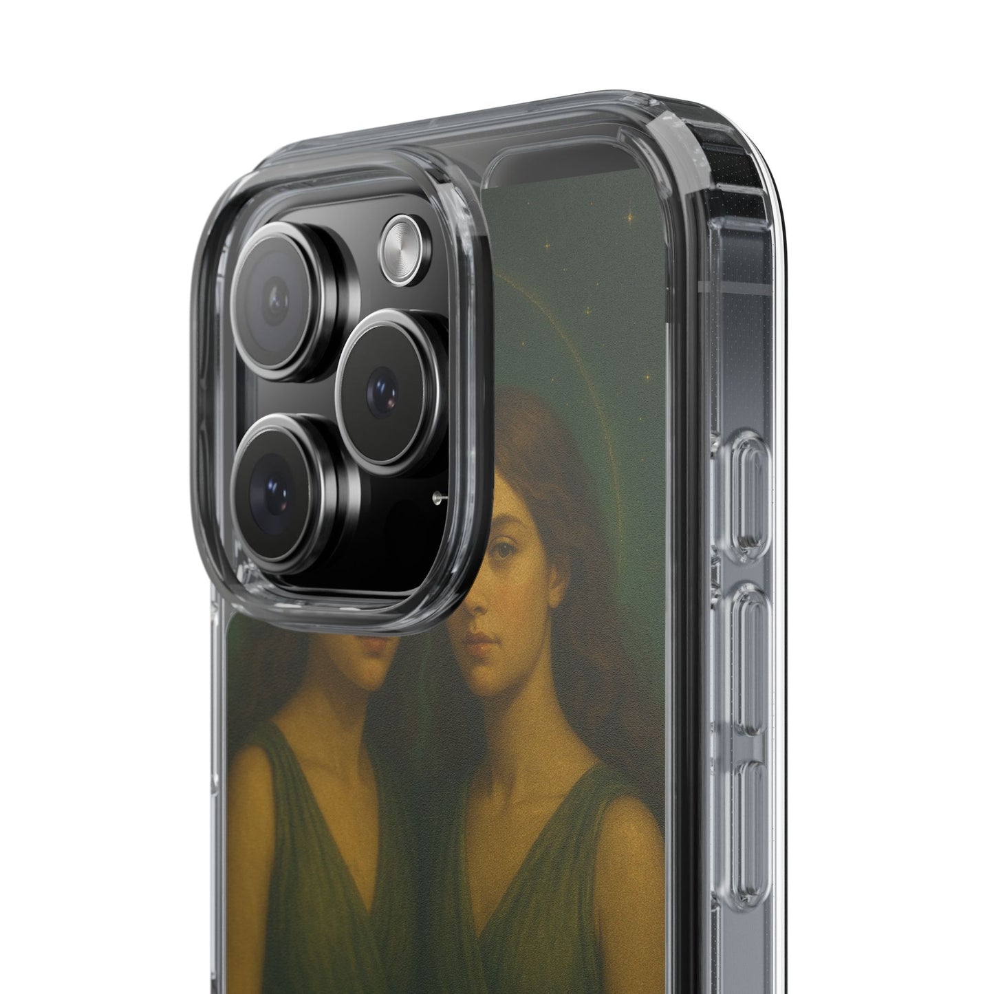 Gemini Zodiac Clear Phone Case — Twin Sisters Astrology Design (May 21–Jun 20)