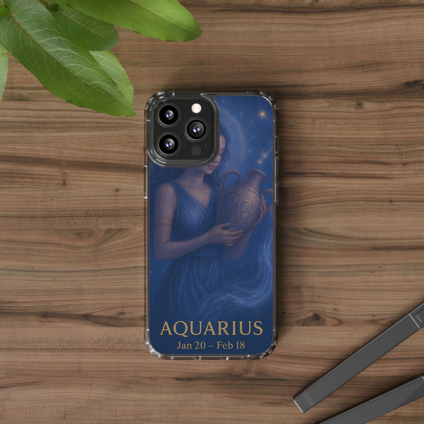 Aquarius Clear Phone Case — Zodiac Jan 20–Feb 18 Astrology Design