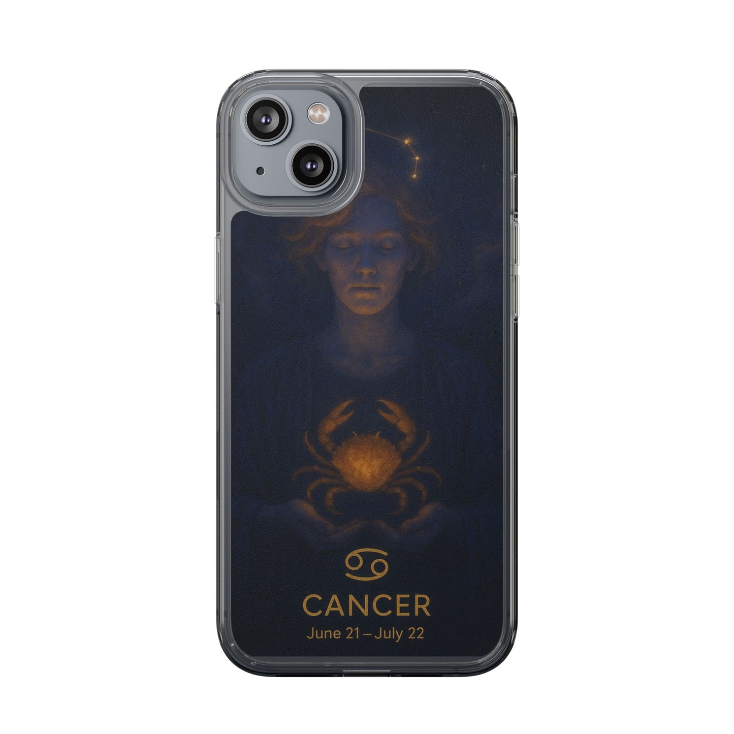 Cancer Zodiac Clear Phone Case — June 21–July 22 Crab Constellation Design