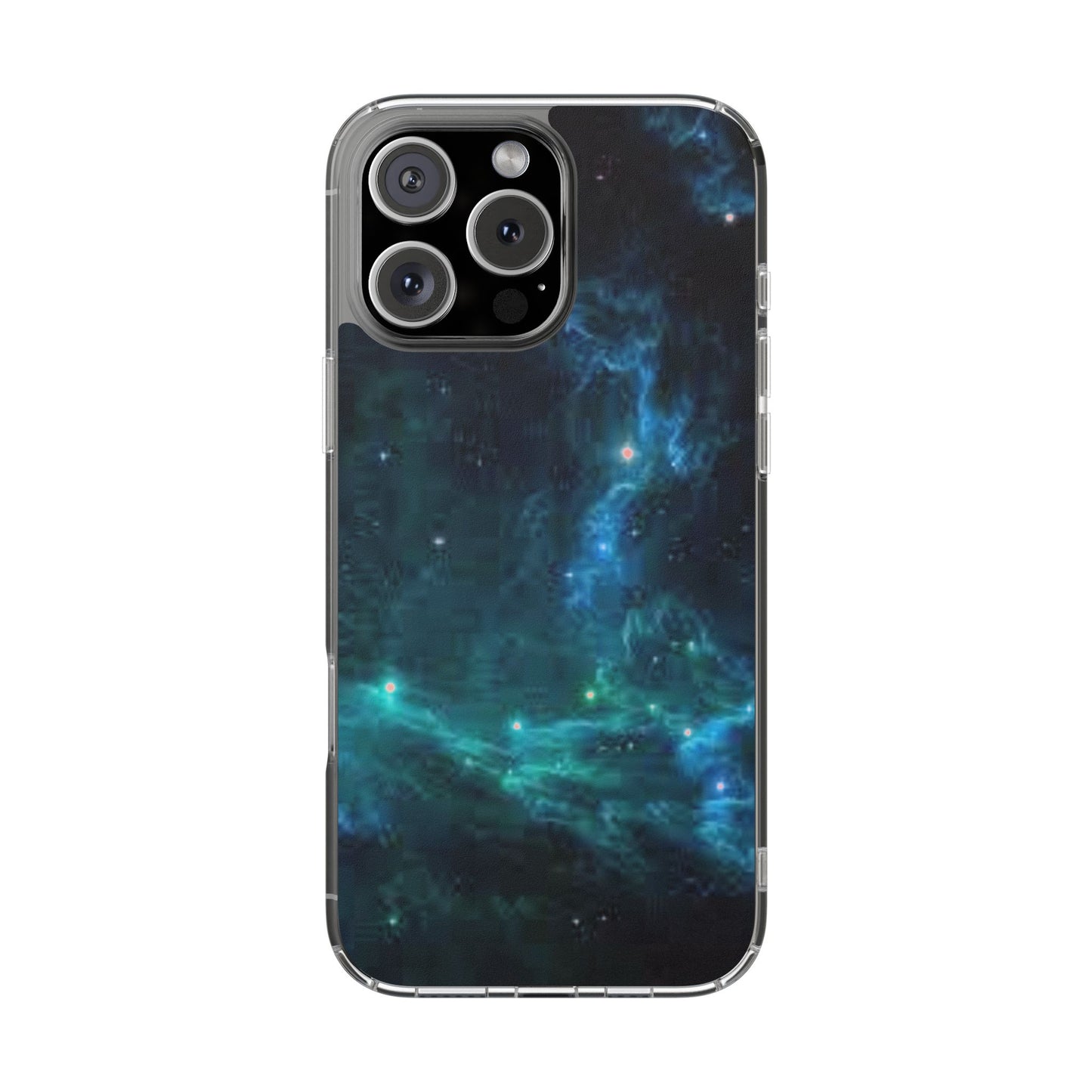 Clear Impact-Resistant Phone Case — Teal Nebula Space Design