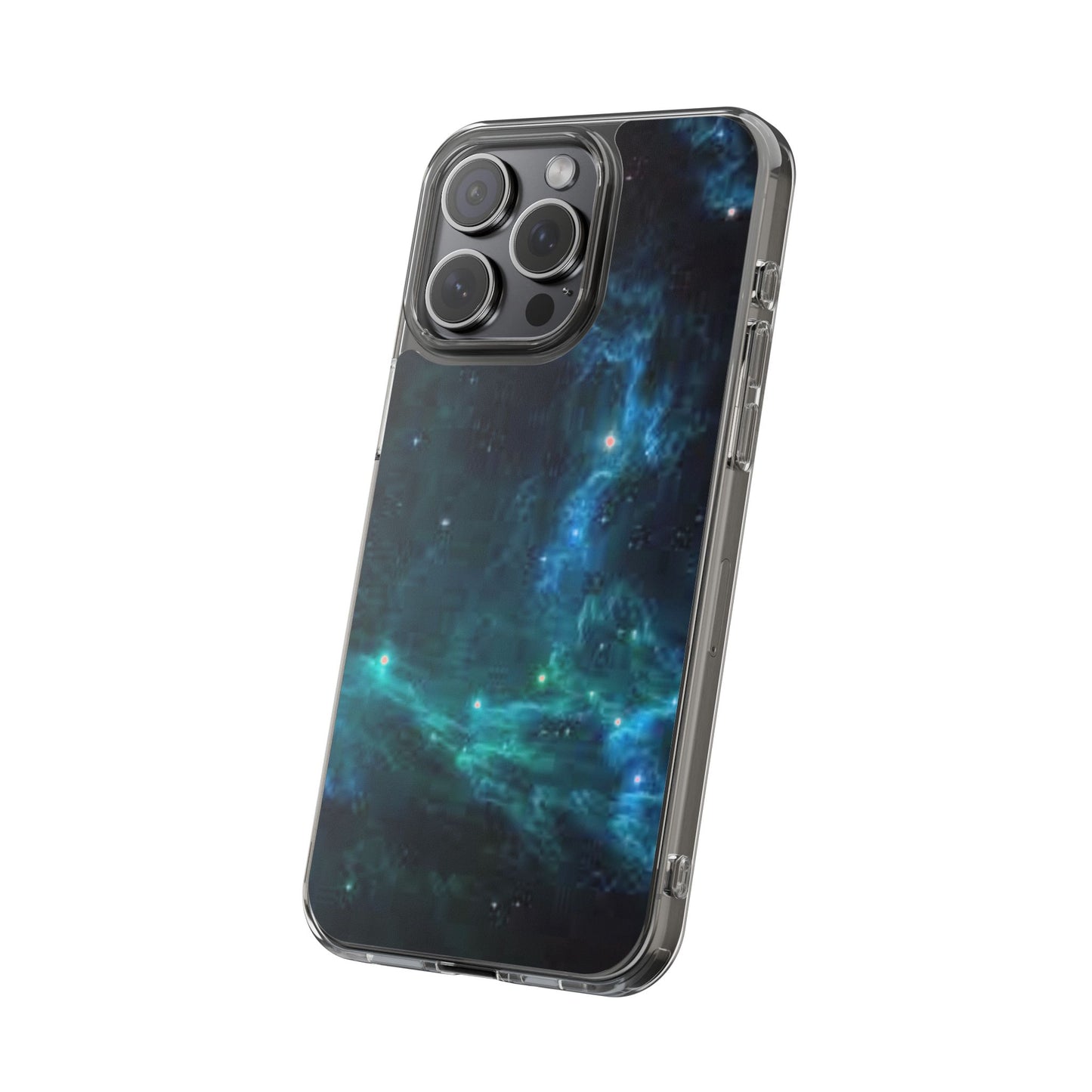 Clear Impact-Resistant Phone Case — Teal Nebula Space Design