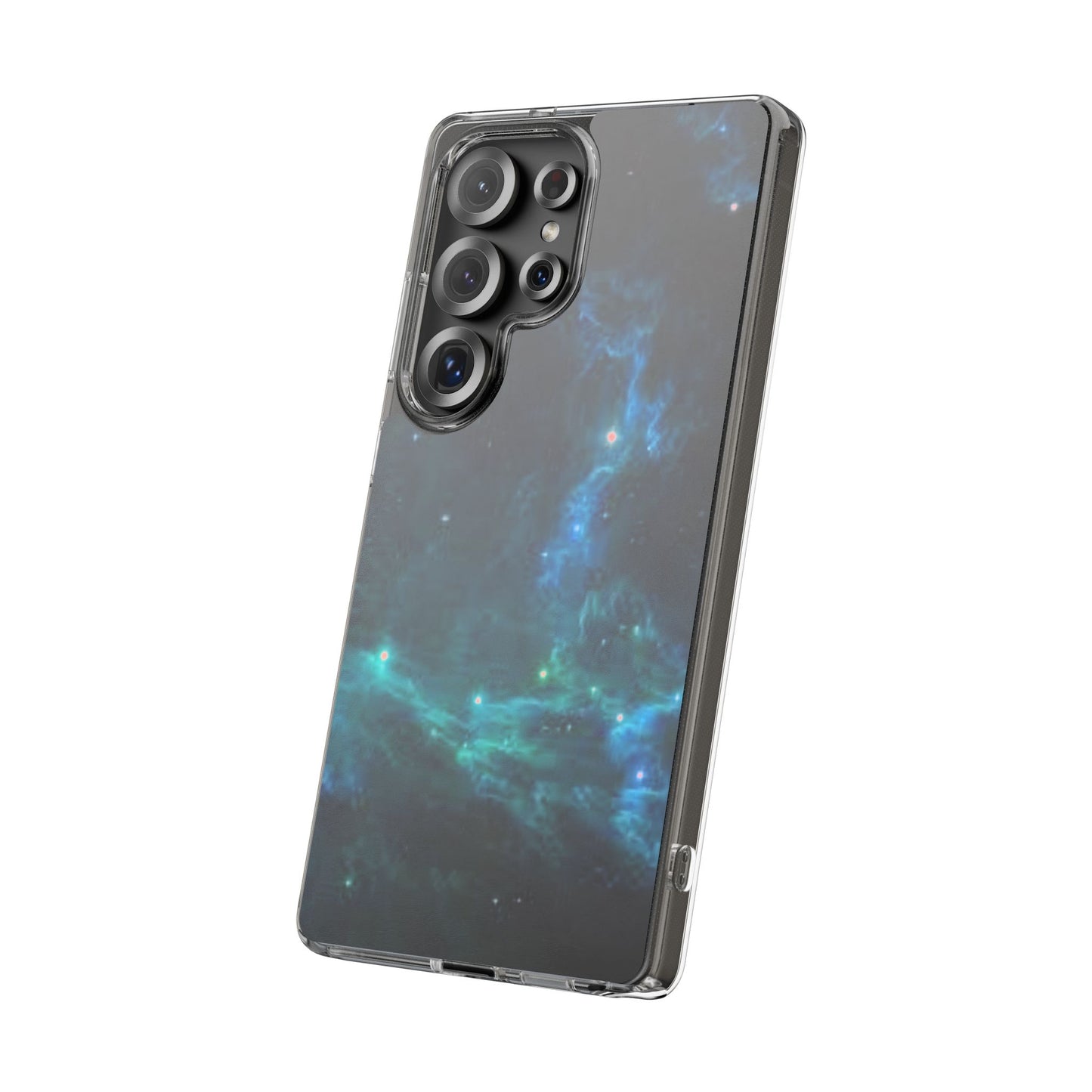 Clear Impact-Resistant Phone Case — Teal Nebula Space Design