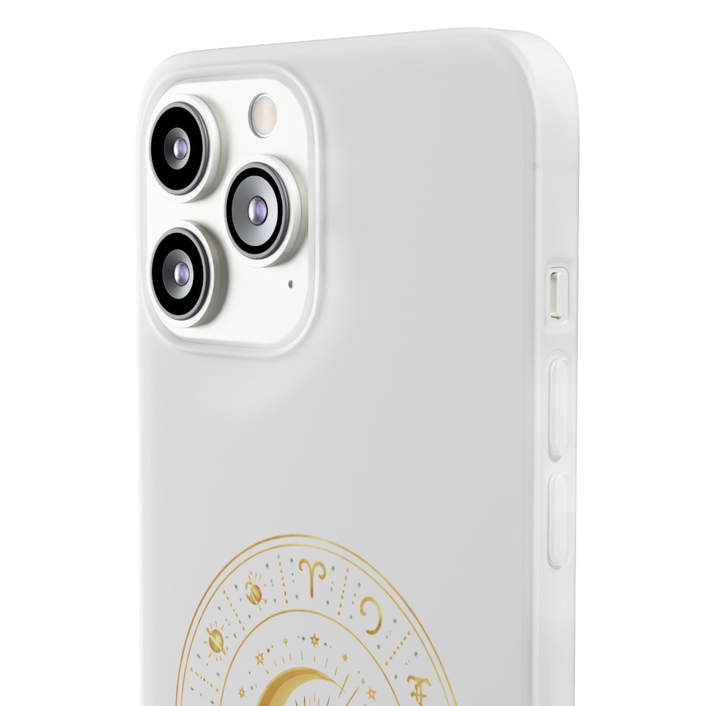 Clear Phone Case with Gold Celestial Moon & Zodiac Wheel – Astrology iPhone Cover