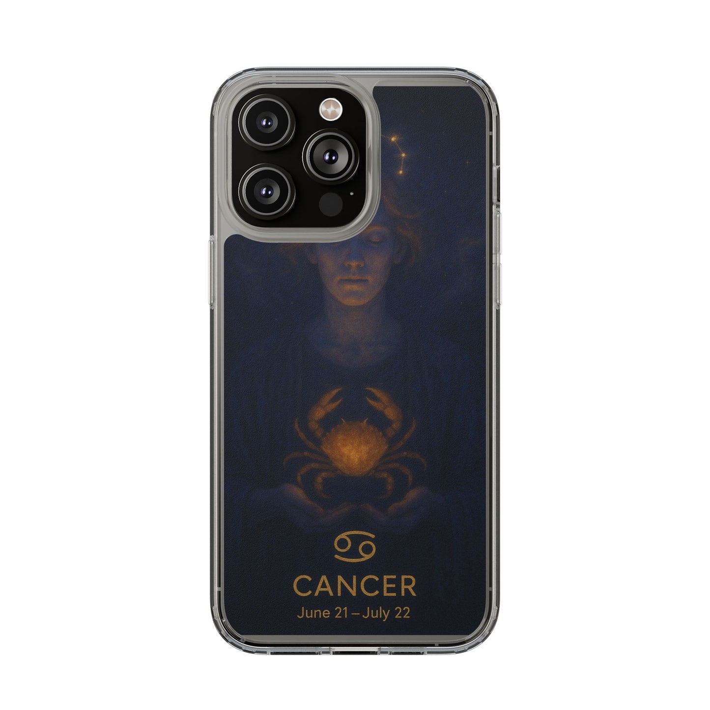 Cancer Zodiac Clear Phone Case — June 21–July 22 Crab Constellation Design
