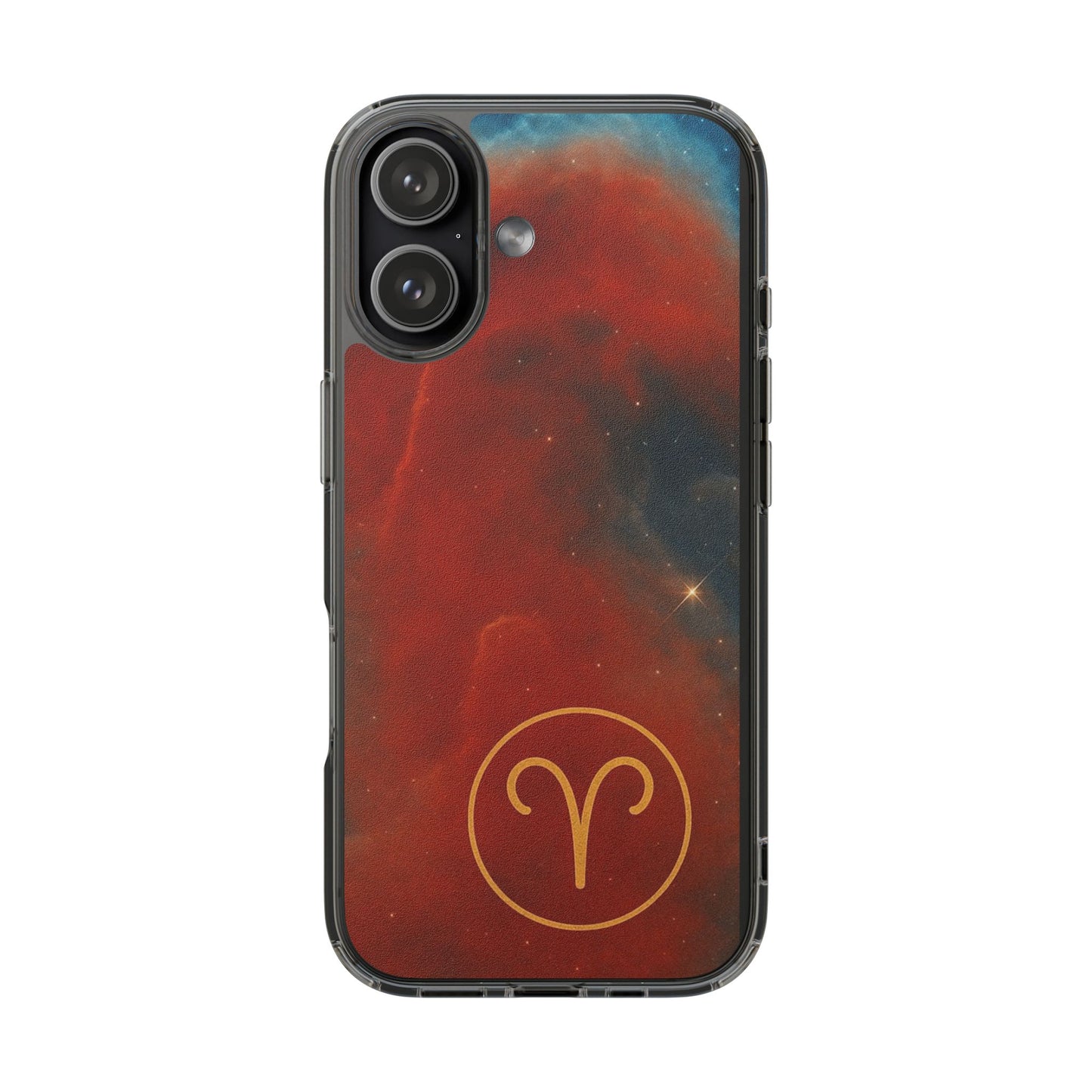 Aries Zodiac Clear Impact-Resistant Phone Case — Red Nebula Constellation Design