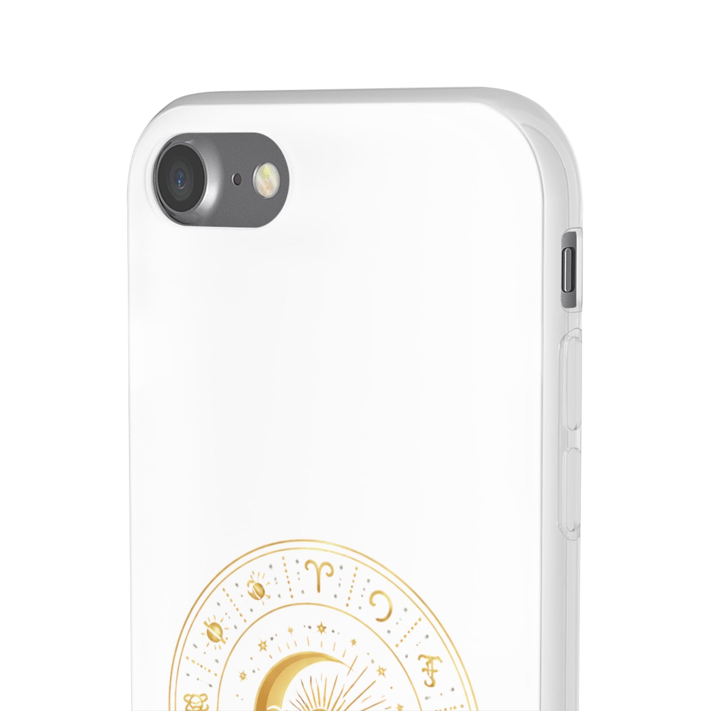 Clear Phone Case with Gold Celestial Moon & Zodiac Wheel – Astrology iPhone Cover