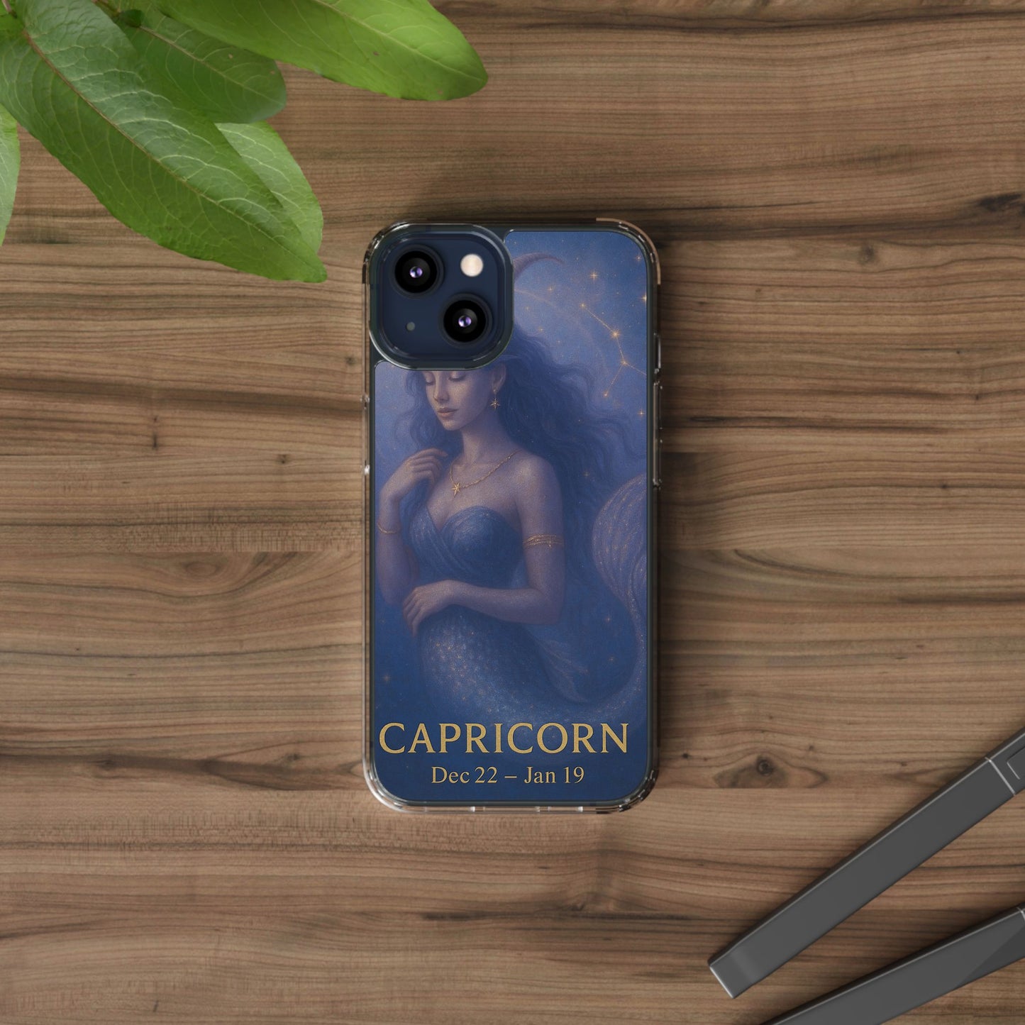 Capricorn Zodiac Clear Phone Case — Dec 22–Jan 19 Astrological Art